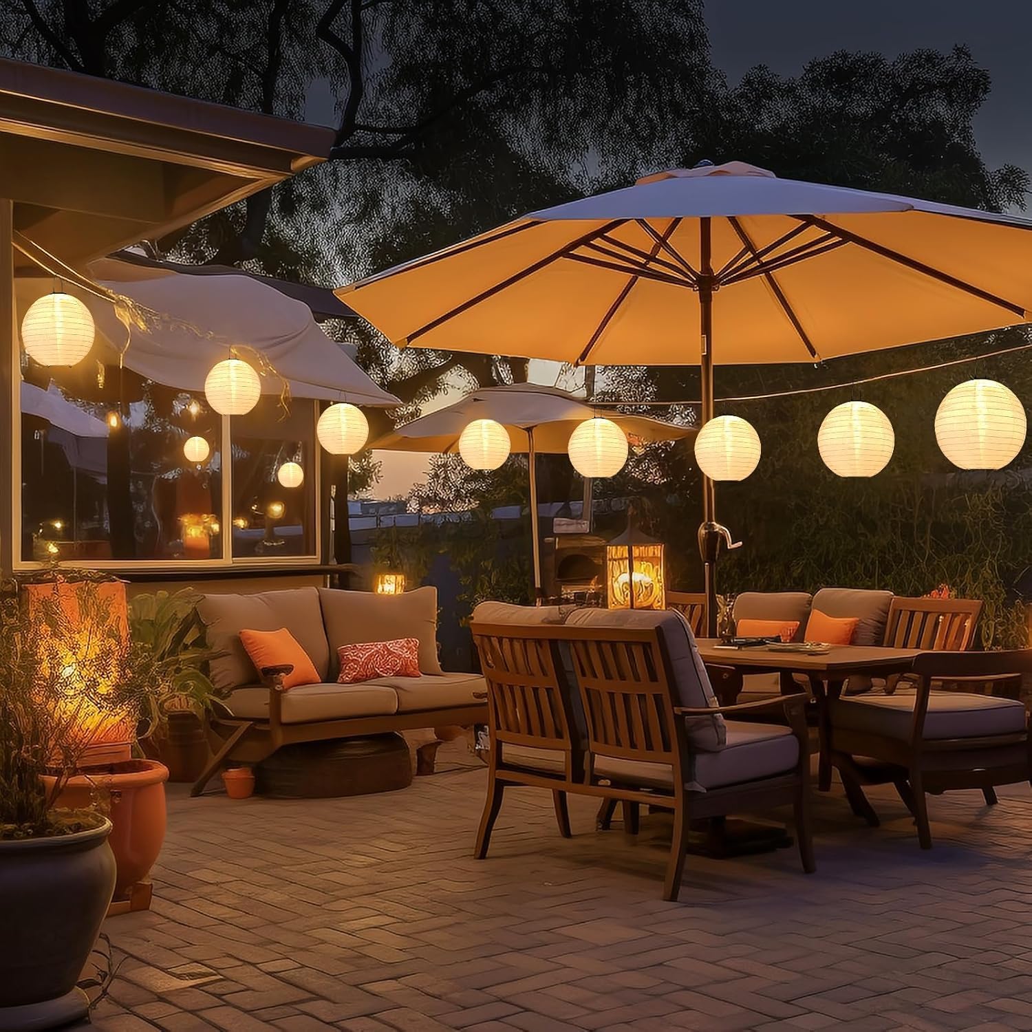 Thumbnail 2 de Bawoo Solar Lights Outdoor Garden – 4 Pack 20cm Hanging Solar Lanterns for Patio and Pathway (Warm White)