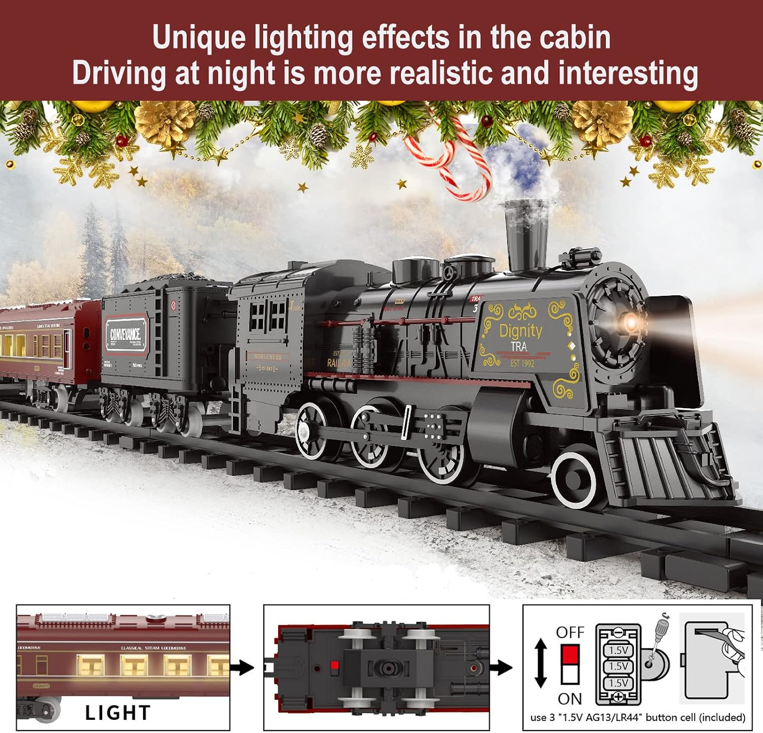 Thumbnail 6 de Electric Train Set Metal Alloy with Lights 3+ ๐