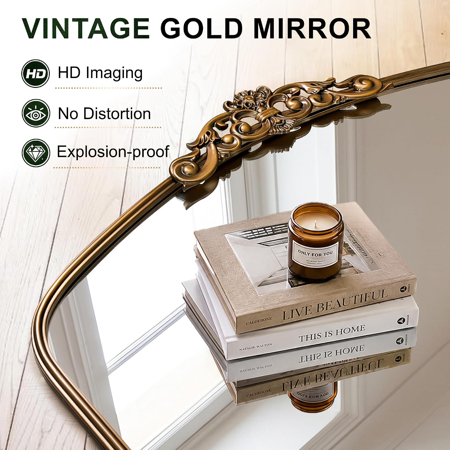 Detalle de LAWADA Arched Wall Mirror, 40 x 29 inches