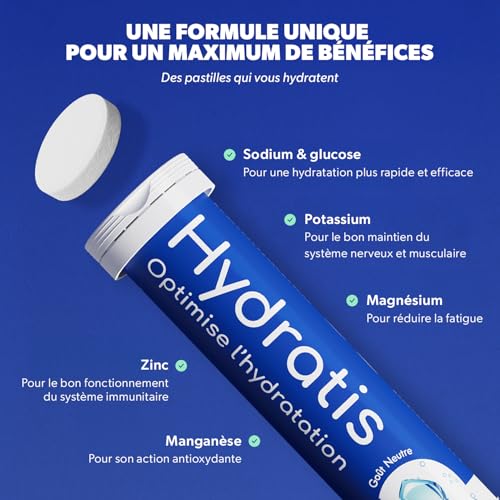 Detalle de HYDRATIS – Pastilles Hydratation Électrolytes Mix Fruits des Bois, Pêche et Citron/Sureau (60 pastilles) – Énergie et Hydratation
