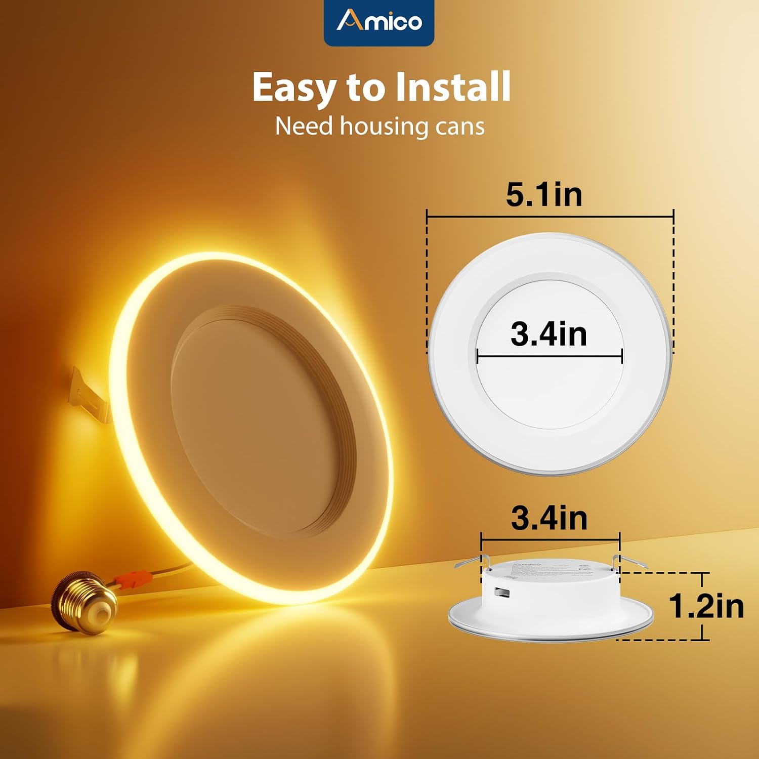 Detalle de Amico 4-inch LED retrofit recessed lights