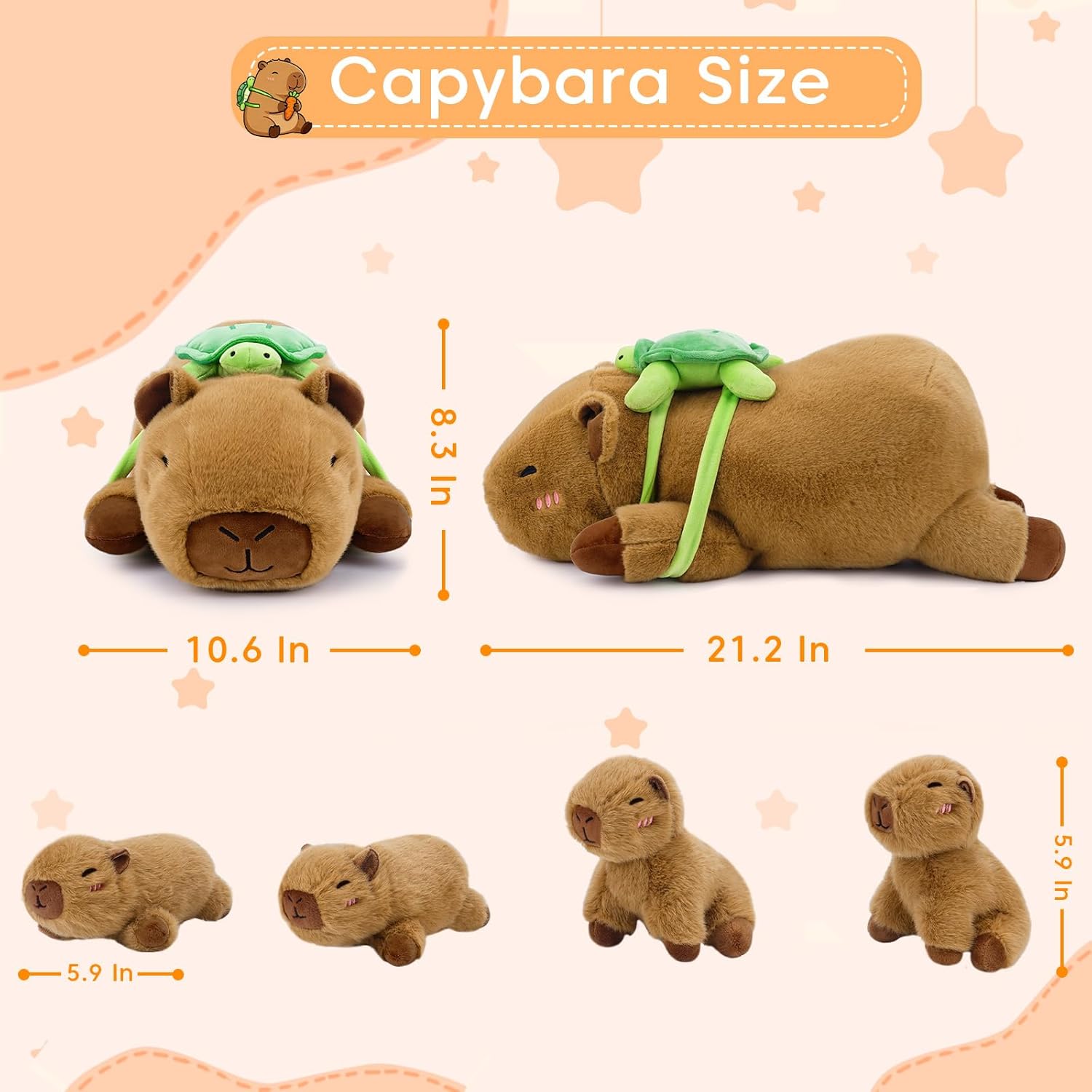 Thumbnail 4 de SQEQE Capybara Plush with Babies: 5-in-1 Family Hug with Turtle Backpack