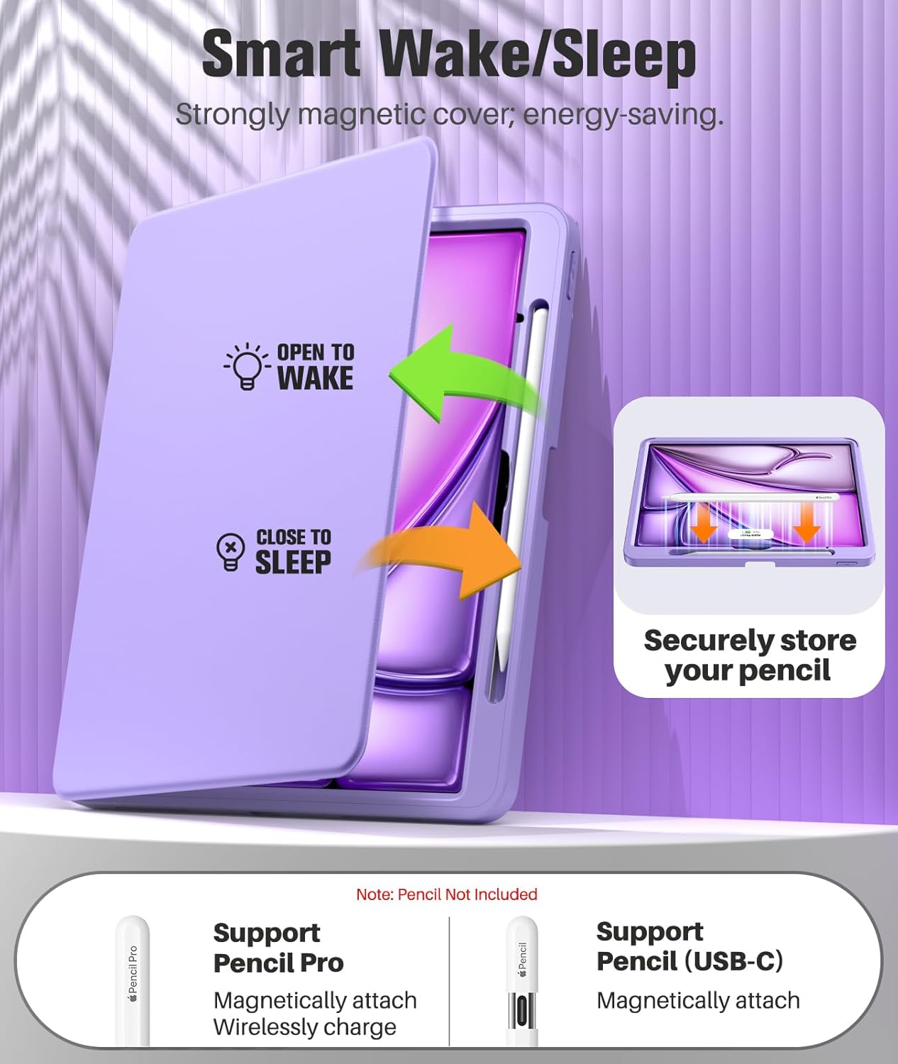Detalle de MoKo 13-Inch iPad Air Case (M4/M3/M2) with Built-in Screen Protector, Purple