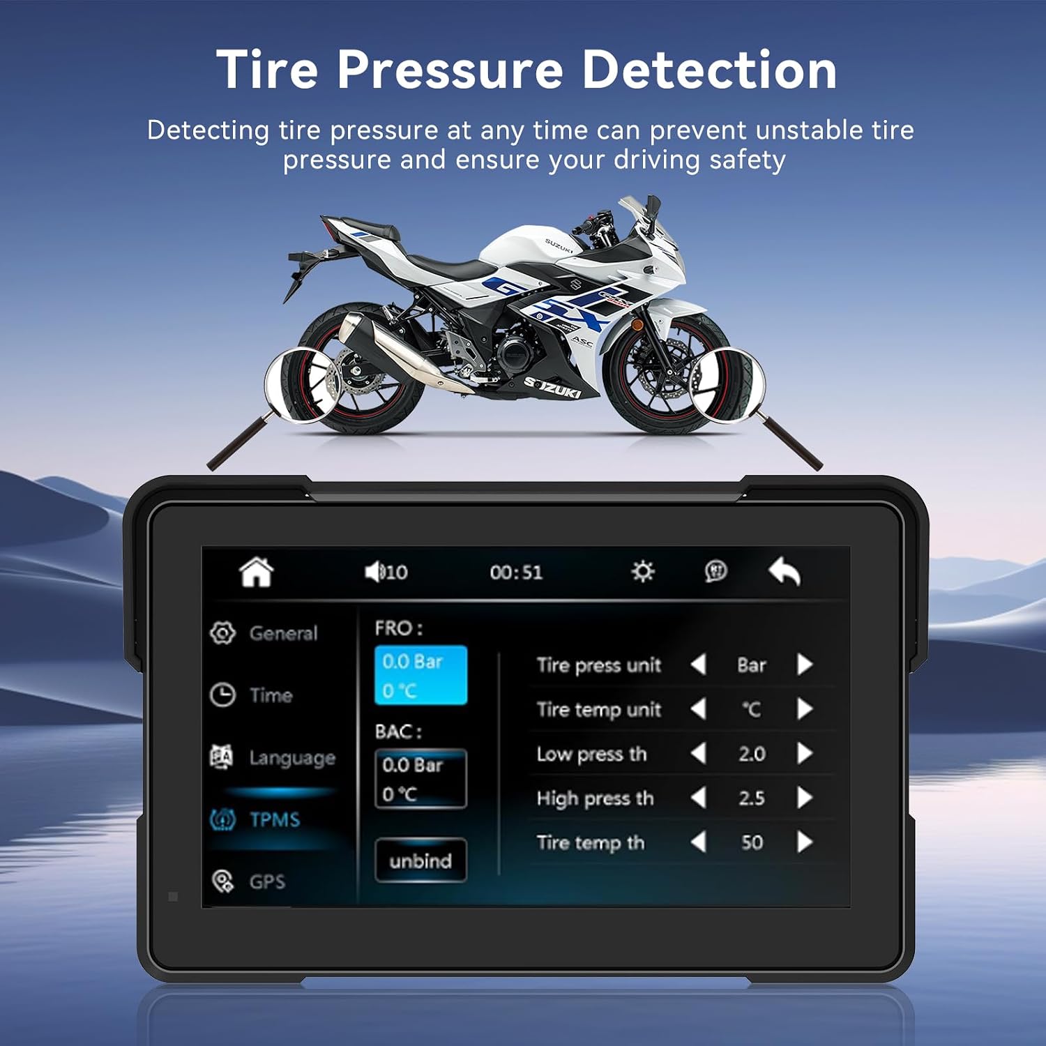 Detalle de 7″ Écran CarPlay moto sans fil – Navigation, Bluetooth double et IP67
