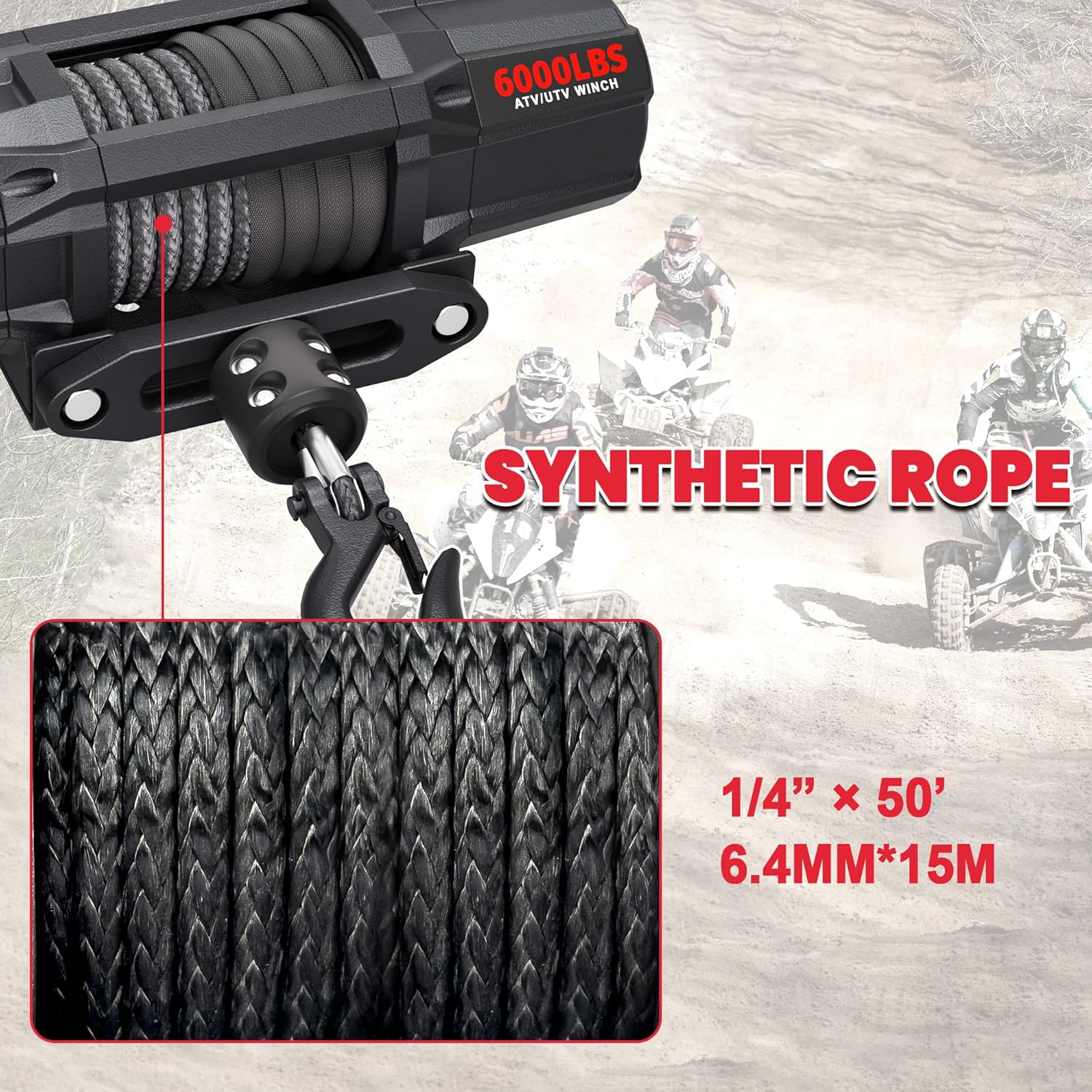 Thumbnail 6 de OPENROAD 6000 lbs UTV Winch 6000lb