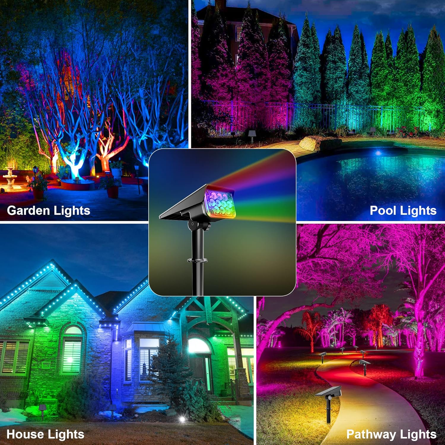 Thumbnail 6 de NATPOW Solar Spot Lights Outdoor Garden RGB (2 Pack) – 20 LEDs, IP65 Waterproof & Wall/Ground Mounting