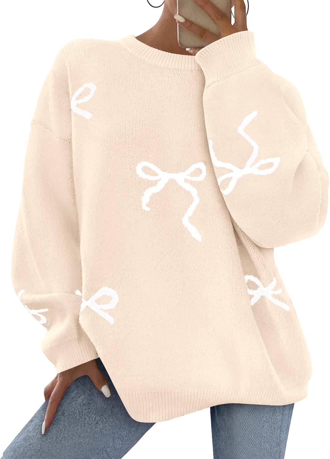 Thumbnail 5 de PRETTYGARDEN Oversized Bow Knit Sweater S–XL