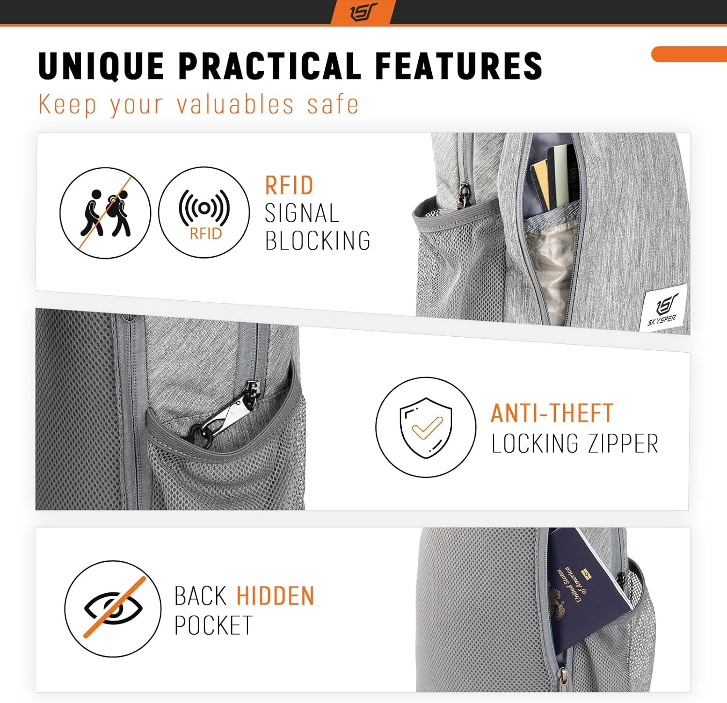 Detalle de SKYSPER Sling Bag 9L RFID crossbody