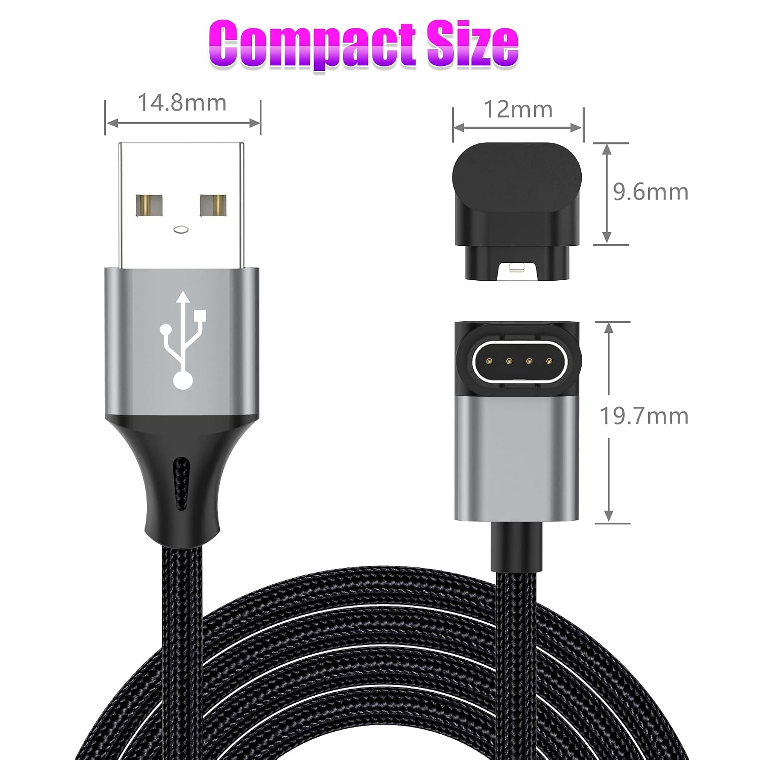 Thumbnail 6 de AGVEE BGW-GBB12 L-Shaped Garmin Watch Charging Cable, 2-Pack, 6.6ft