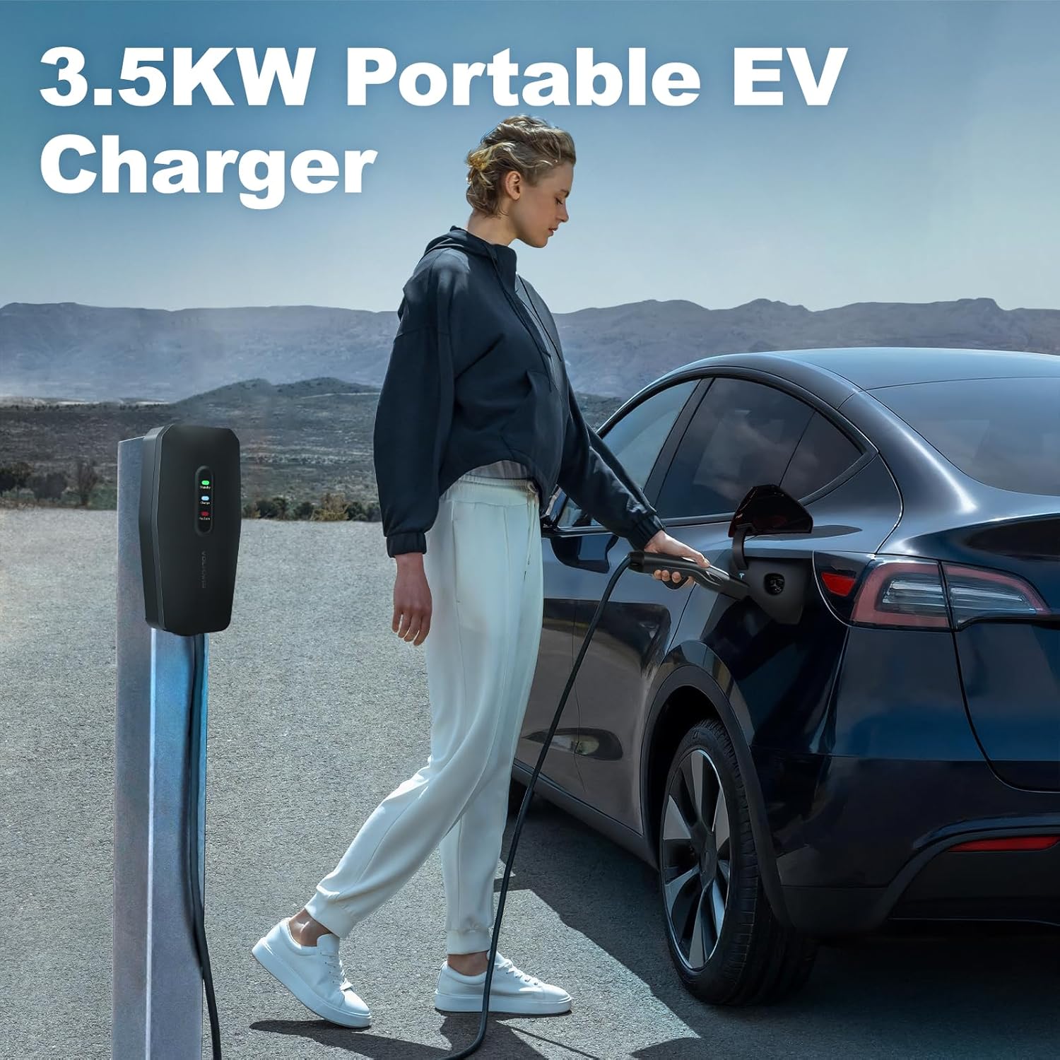 Detalle 2 de VDLPOWERVP Level 1/2 Tesla Portable Charger (16A, NEMA 6-20 & 5-15, 20FT cable)