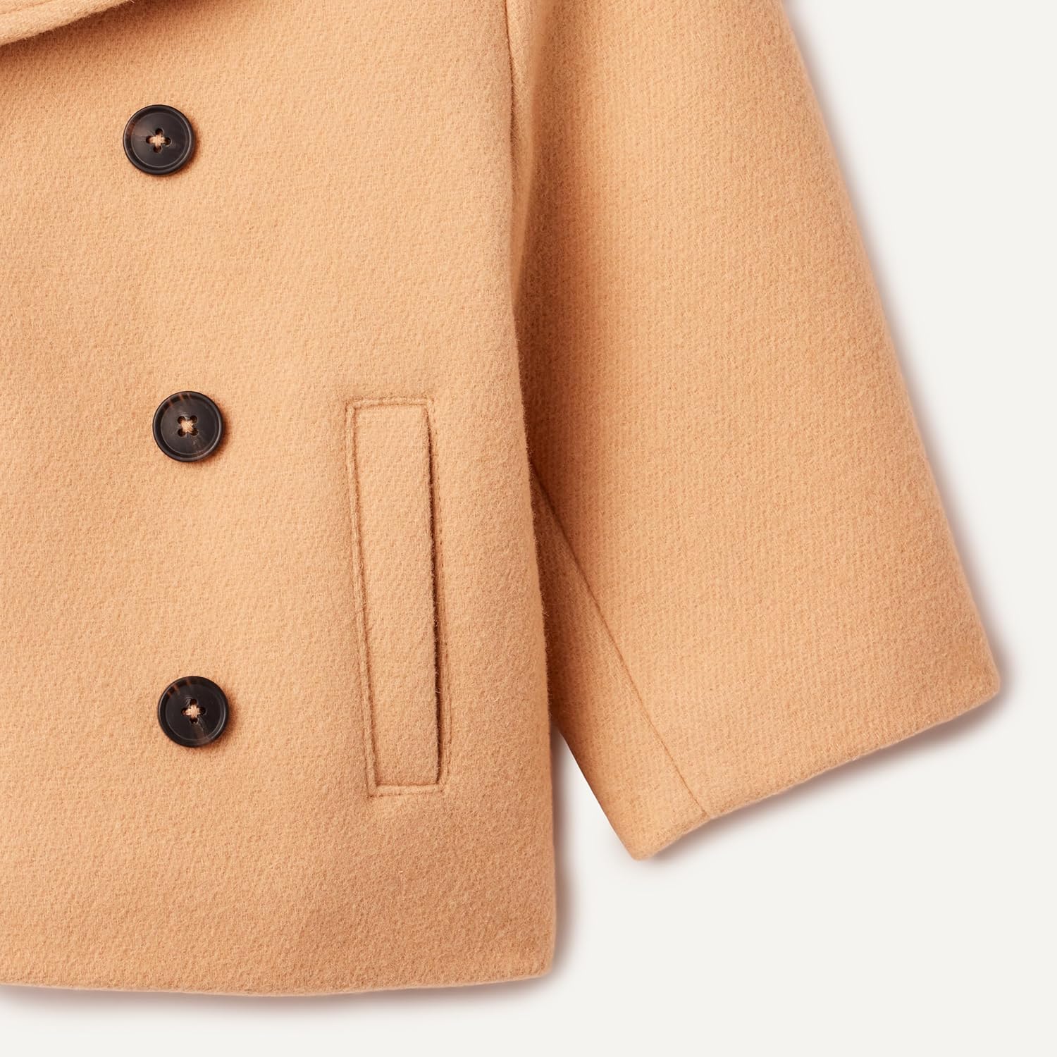 Detalle de Amazon Essentials x Sofia Grainge Toddler and Baby Boys' Wool Blend Double Breasted Coat