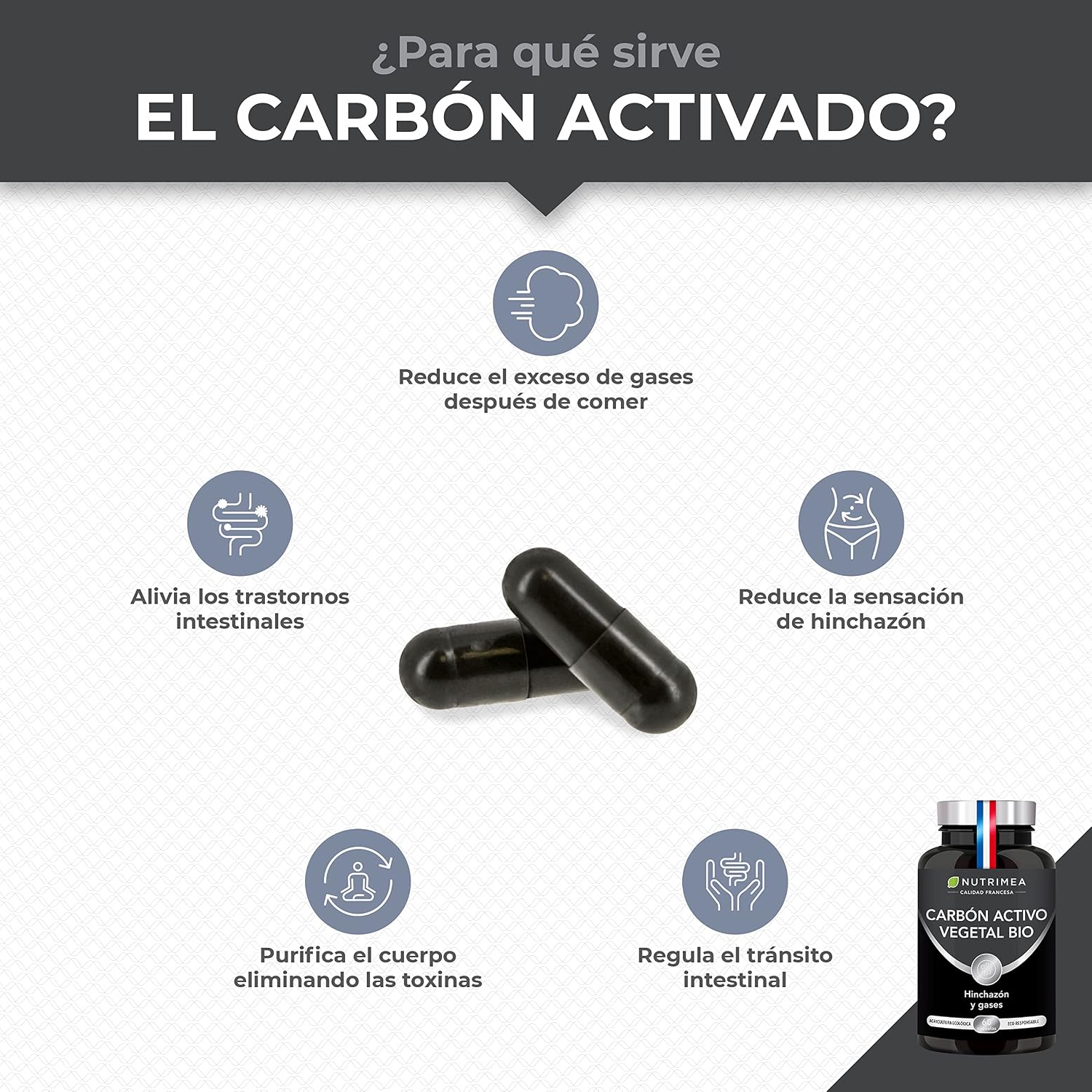 Detalle 2 de CARBÓN ACTIVO Vegetal BIO 60 cápsulas