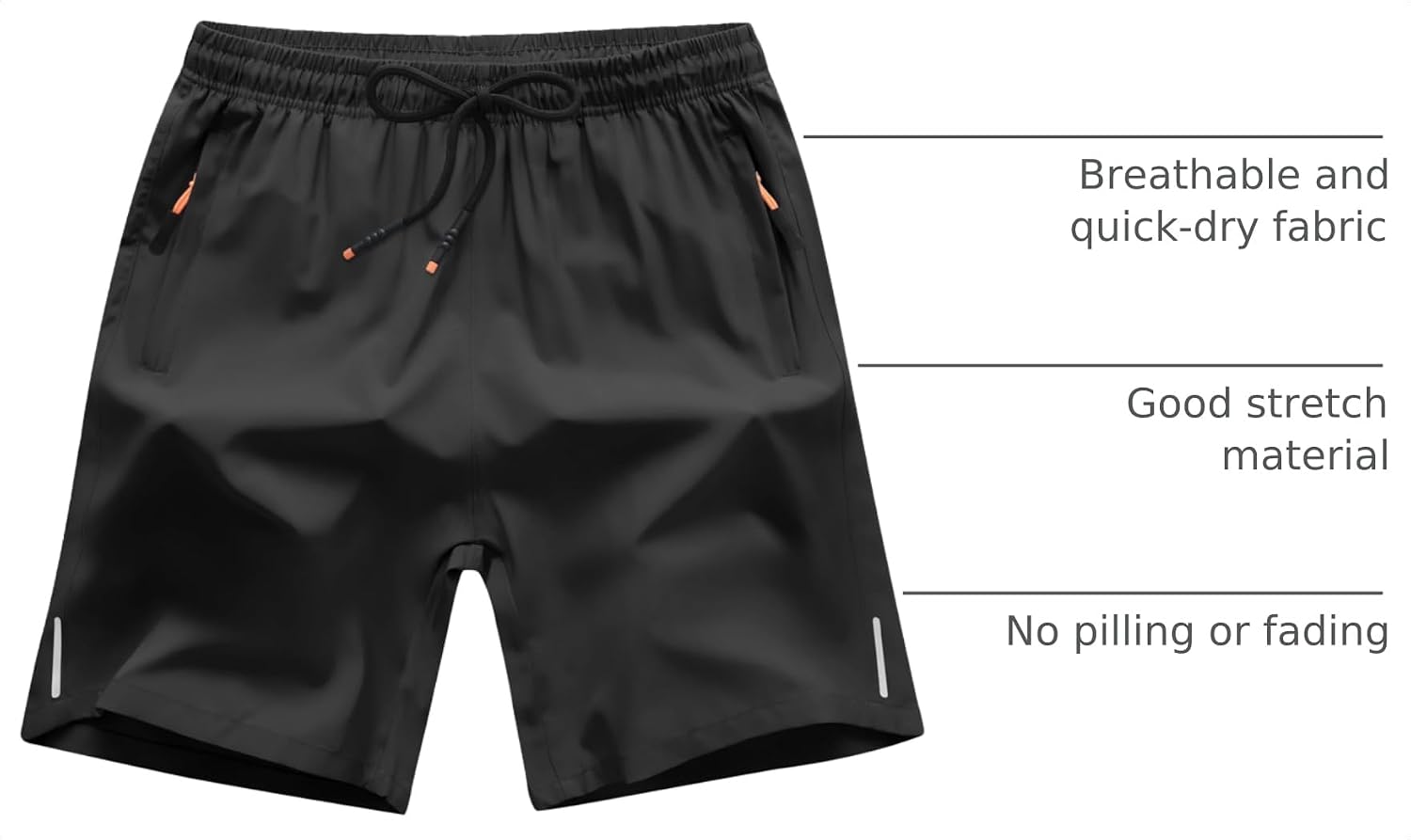 Detalle 2 de ANHDM Boys Shorts: Quick-Dry Athletic Running Shorts with Zipper Pockets