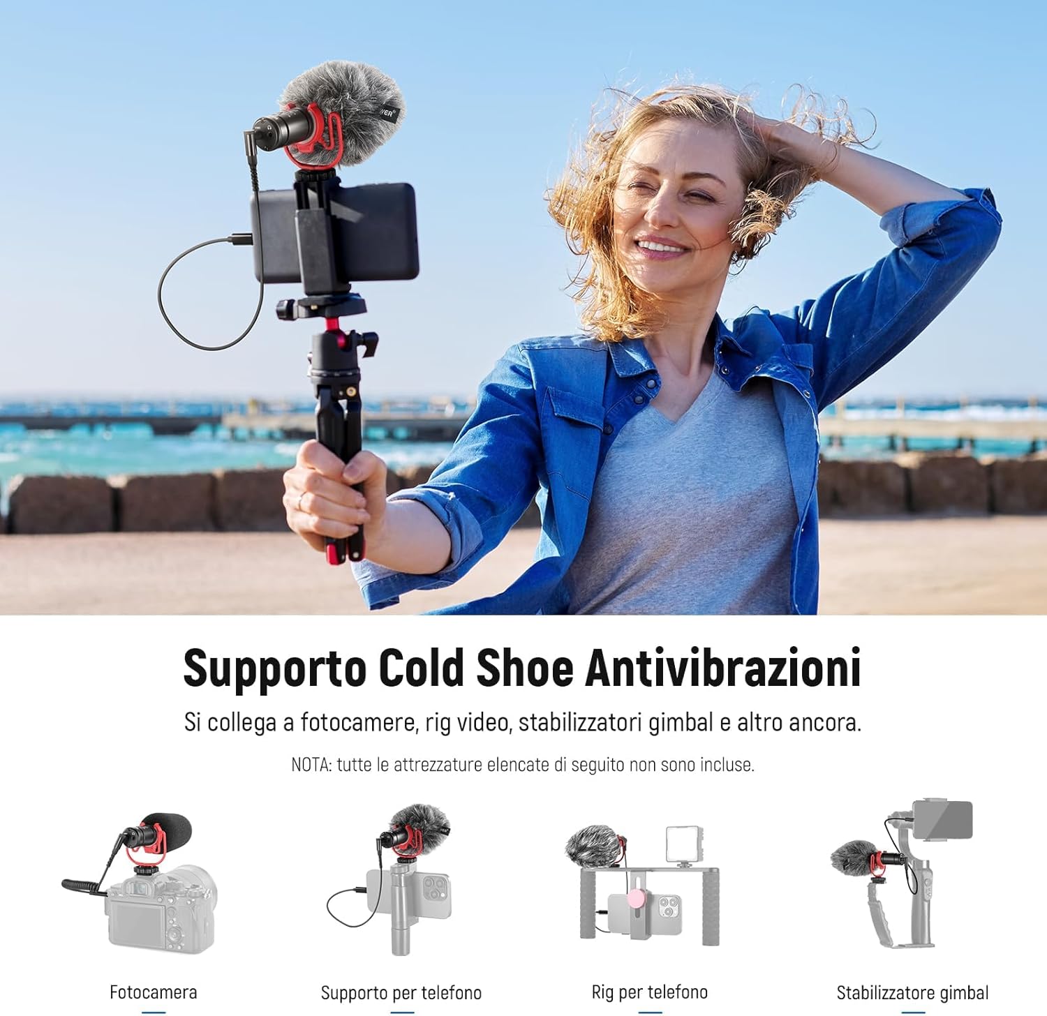 Detalle 2 de NEEWER VM11 microfono vlog plug e play supercardioide per fotocamere, iPhone, Android e PC