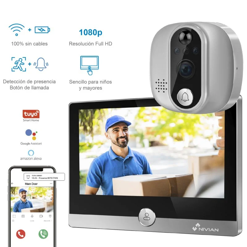 Detalle 2 de NIVIAN DOORVIEW1 mirilla digital Full HD, WiFi 🔒