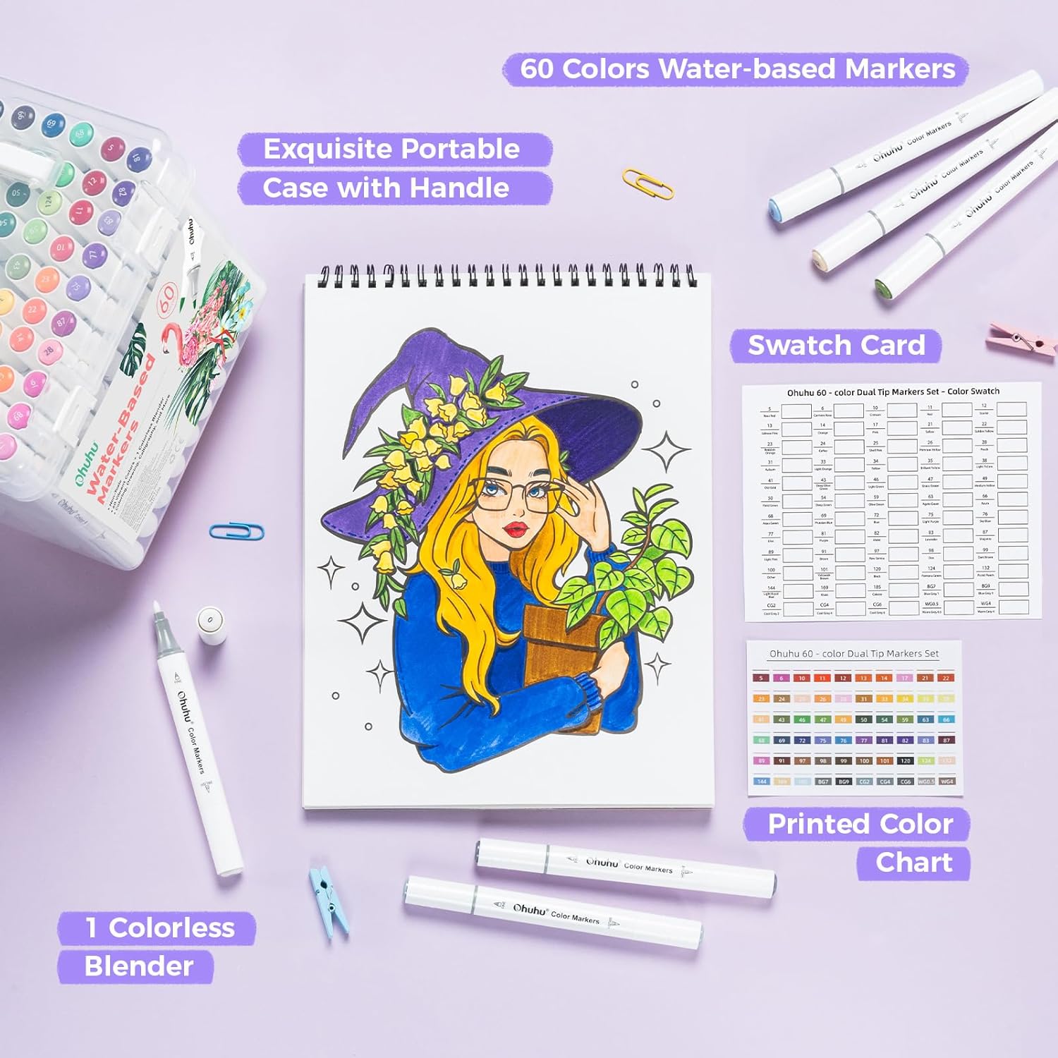 Thumbnail 5 de Ohuhu 60 Colours Dual‑Tip Water‑Based Markers 🎨