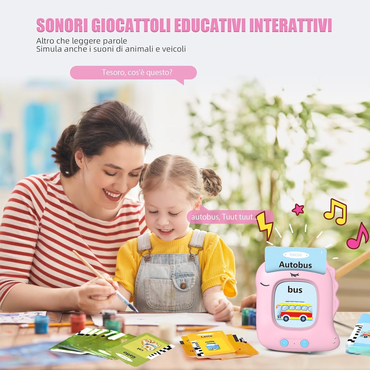 Detalle 2 de Talking Flash Cards Parlanti con 224 parole su 112 schede fronte/retro (unicornio) per bambini 3+