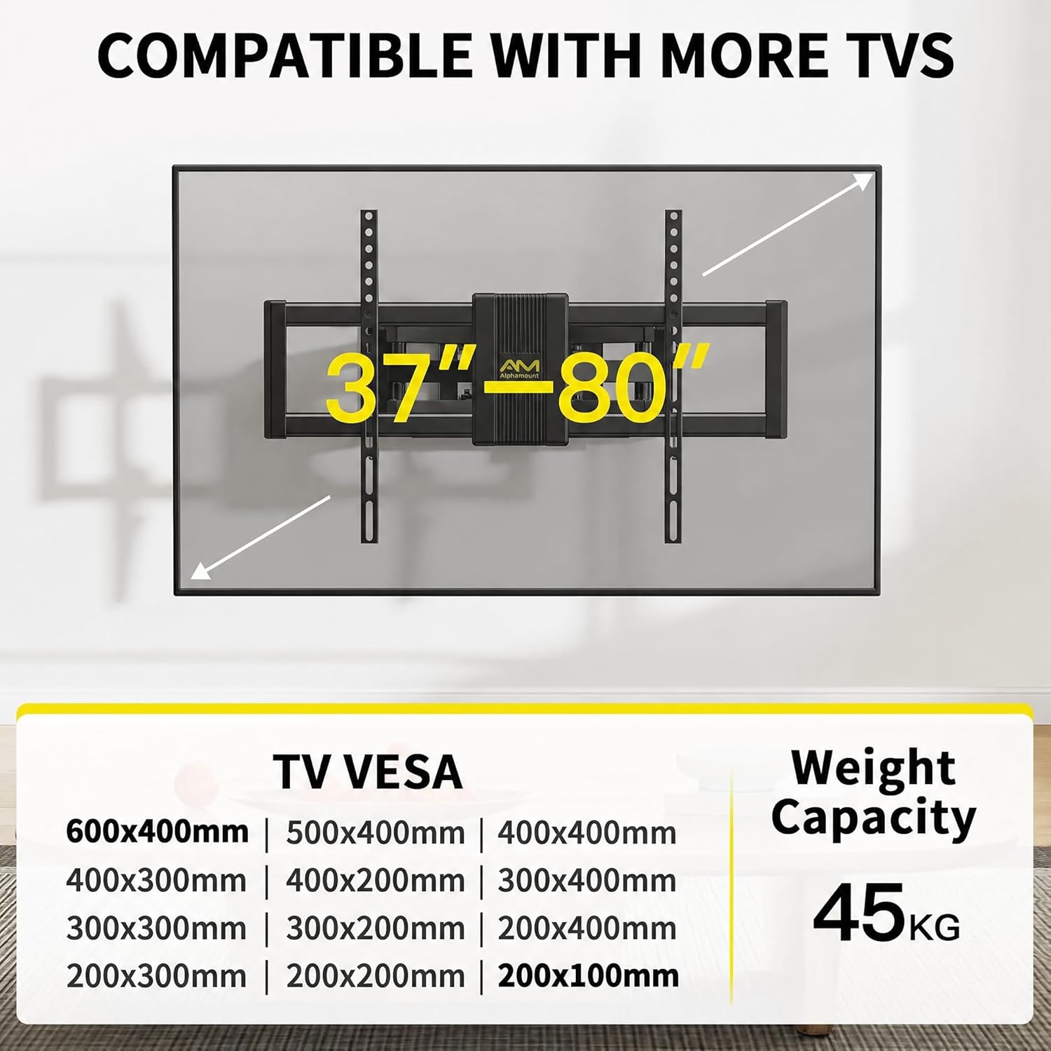 Detalle 2 de Alphamount TV Wandhalterung für 37–80" Fernseher