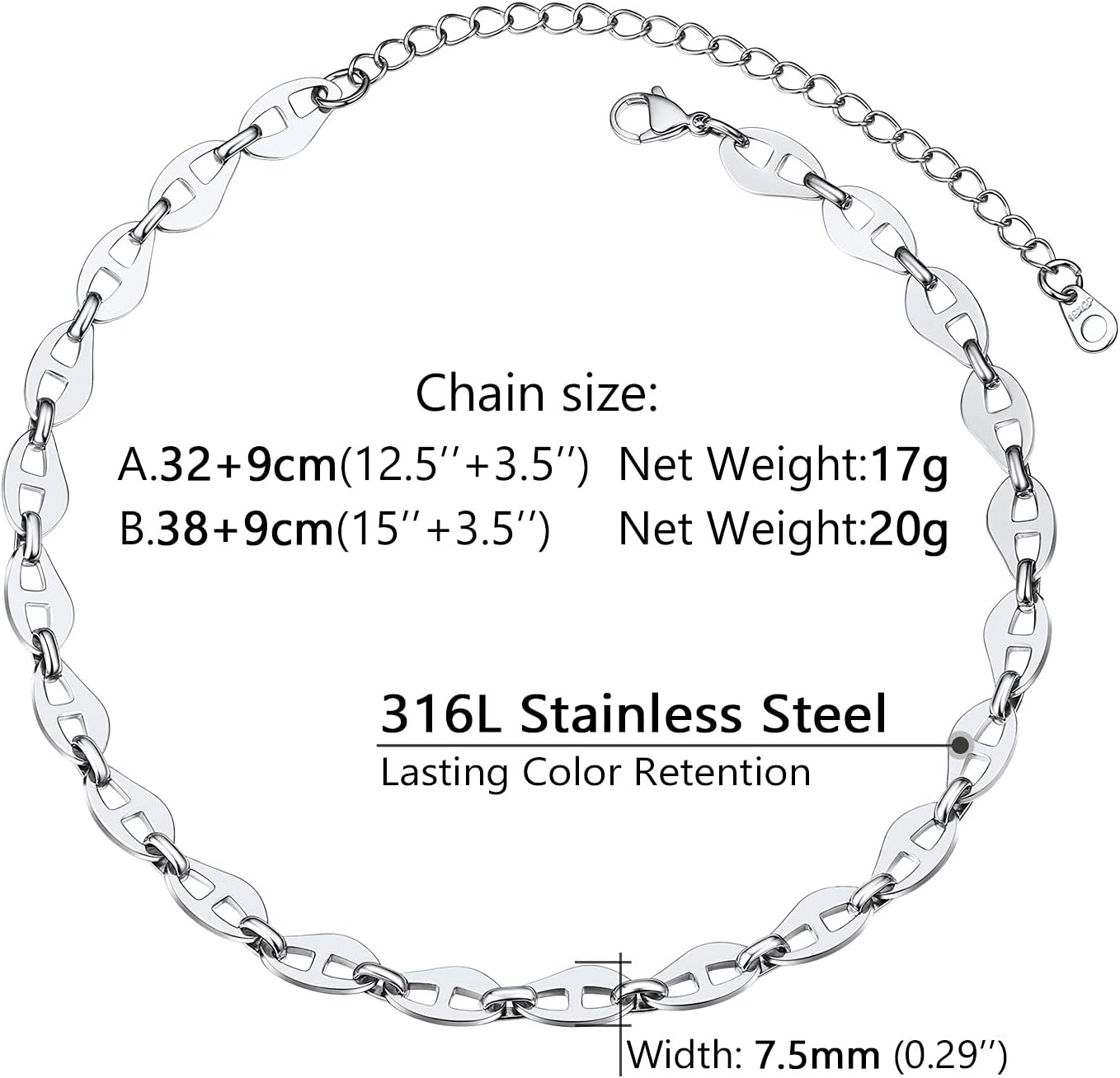 Thumbnail 5 de PROSTEEL Chaîne Collier Courte Femme Acier Inoxydable Plaqué Or