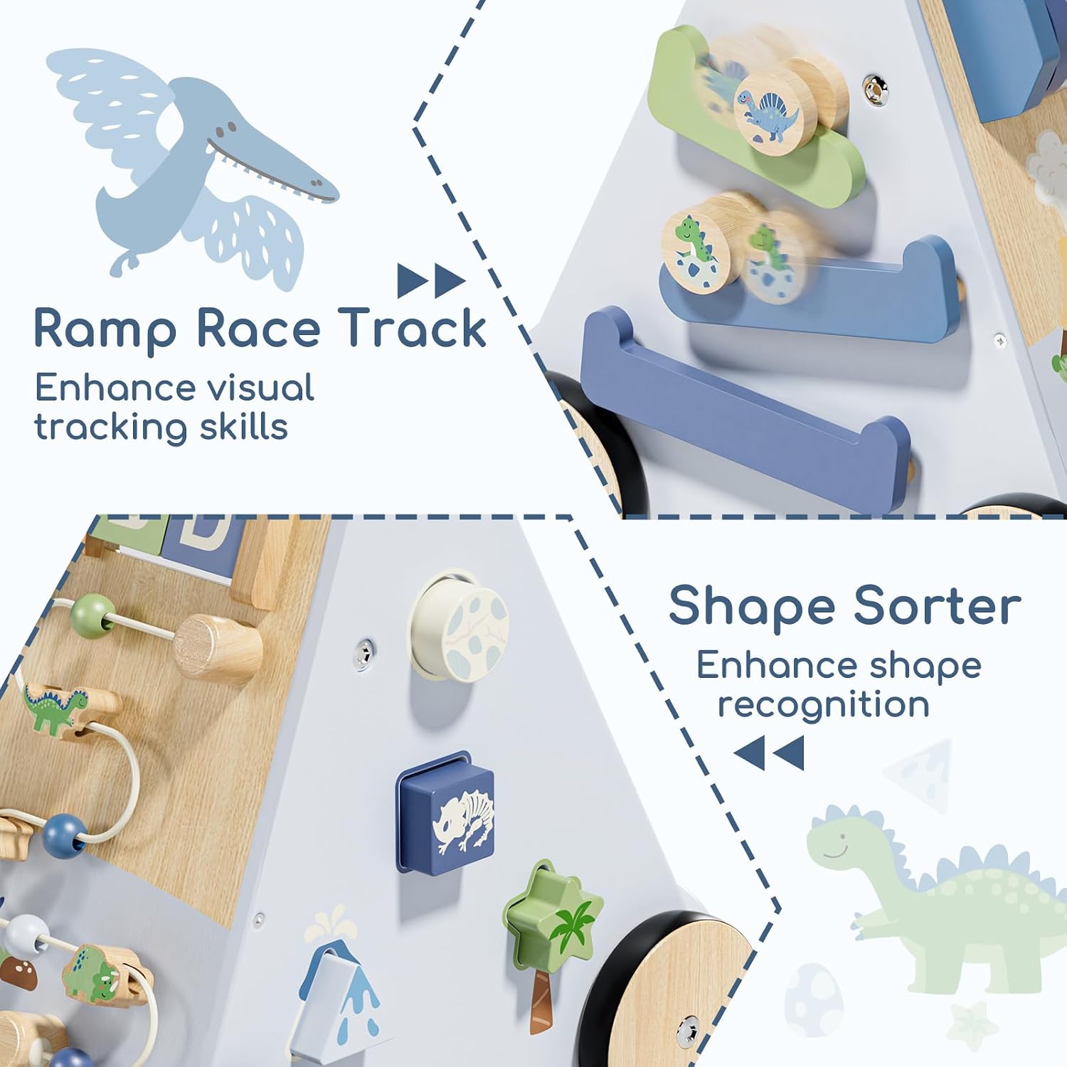 Detalle de Lehoo Castle Dinosaur Wooden Baby Walker Montessori Toy