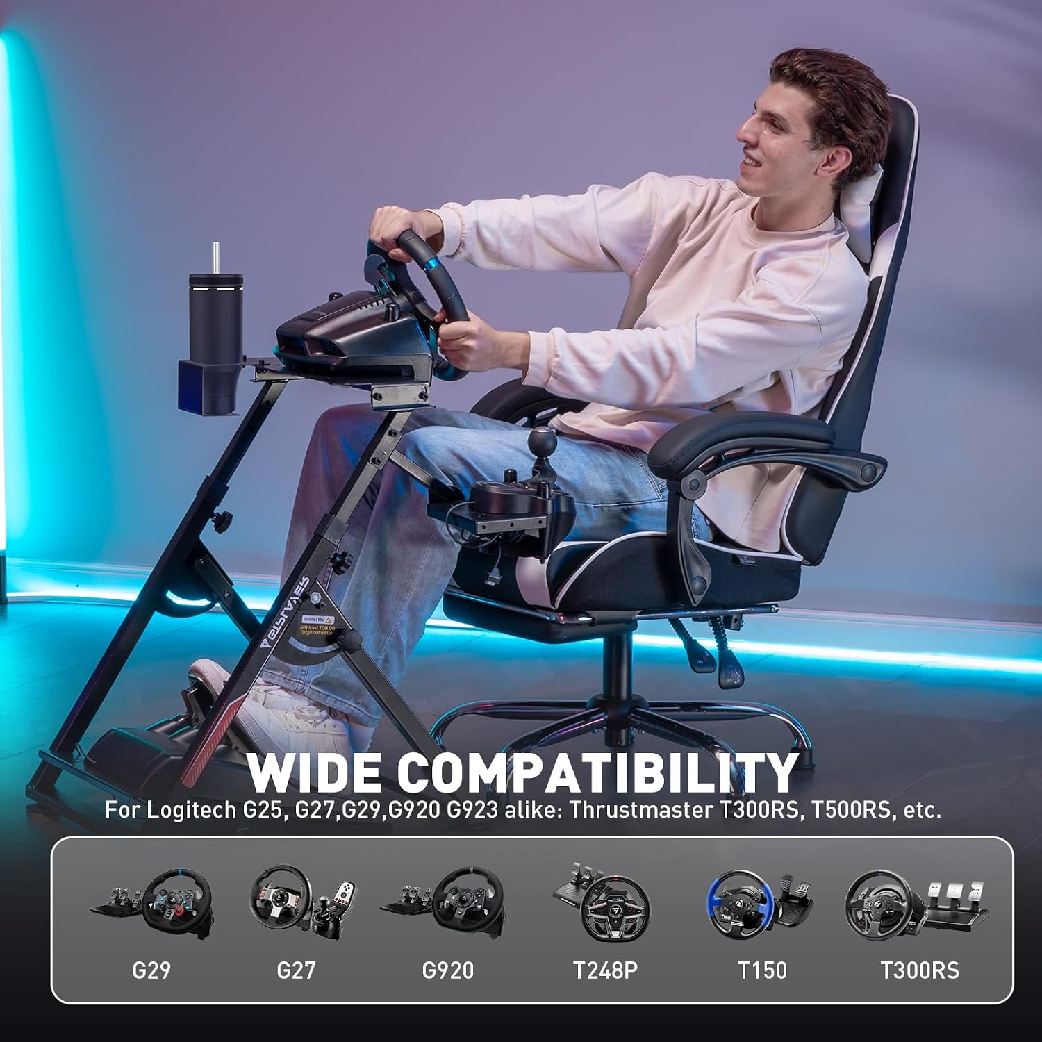 Thumbnail 5 de GTPLAYER DF-GT-S04 Sim Racing Wheel Stand, Adjustable Folding Carbon Steel