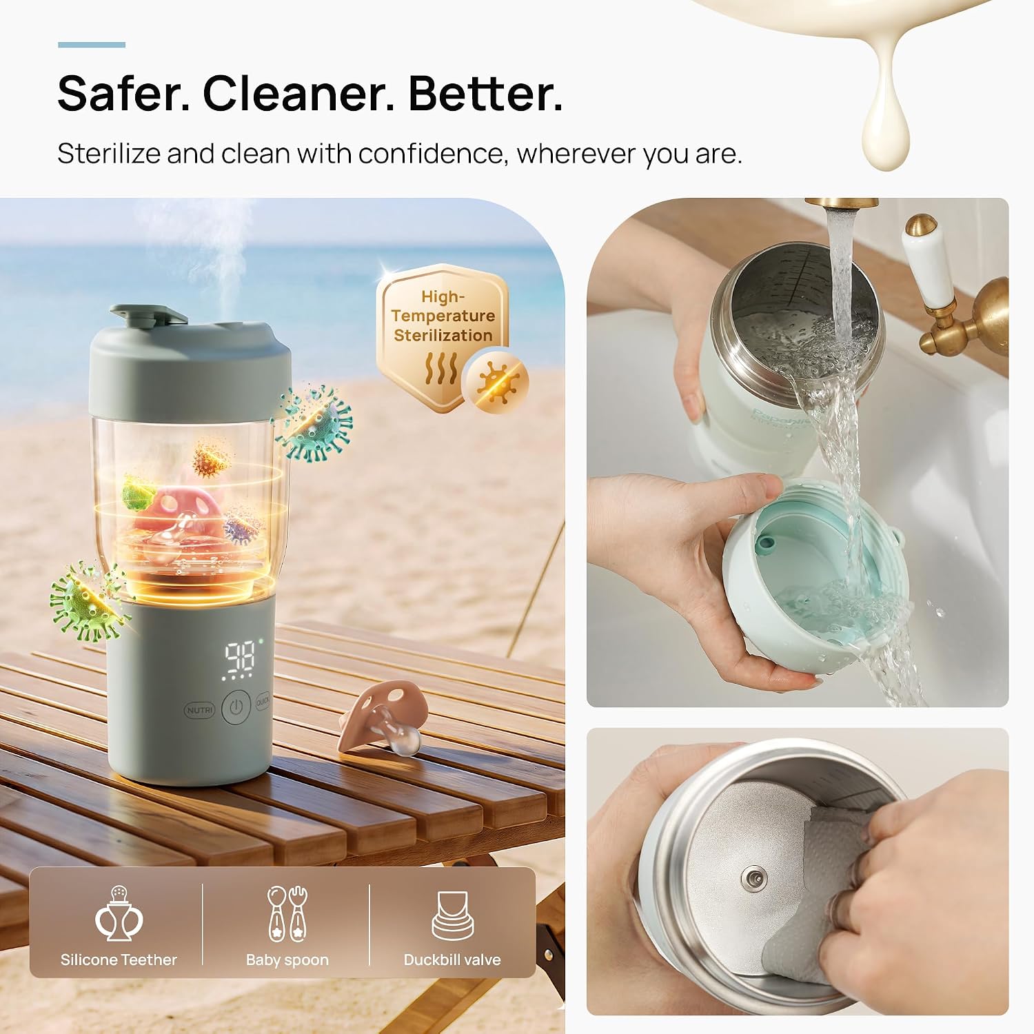 Thumbnail 5 de Papablic NutriWarm Portable Bottle Warmer with Dual Modes and Built-In Sanitizer