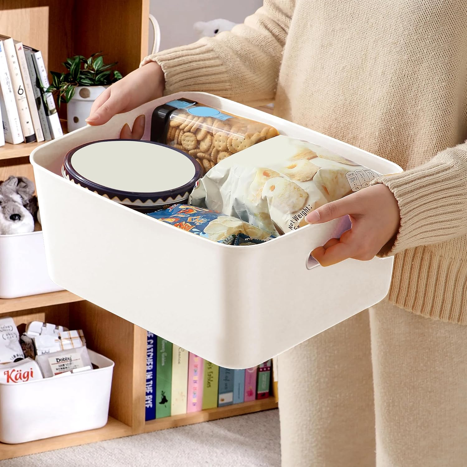 Thumbnail 4 de LYLIDIA 10er Aufbewahrungsbox Kunststoff – Große weiße Körbe, 30 cm