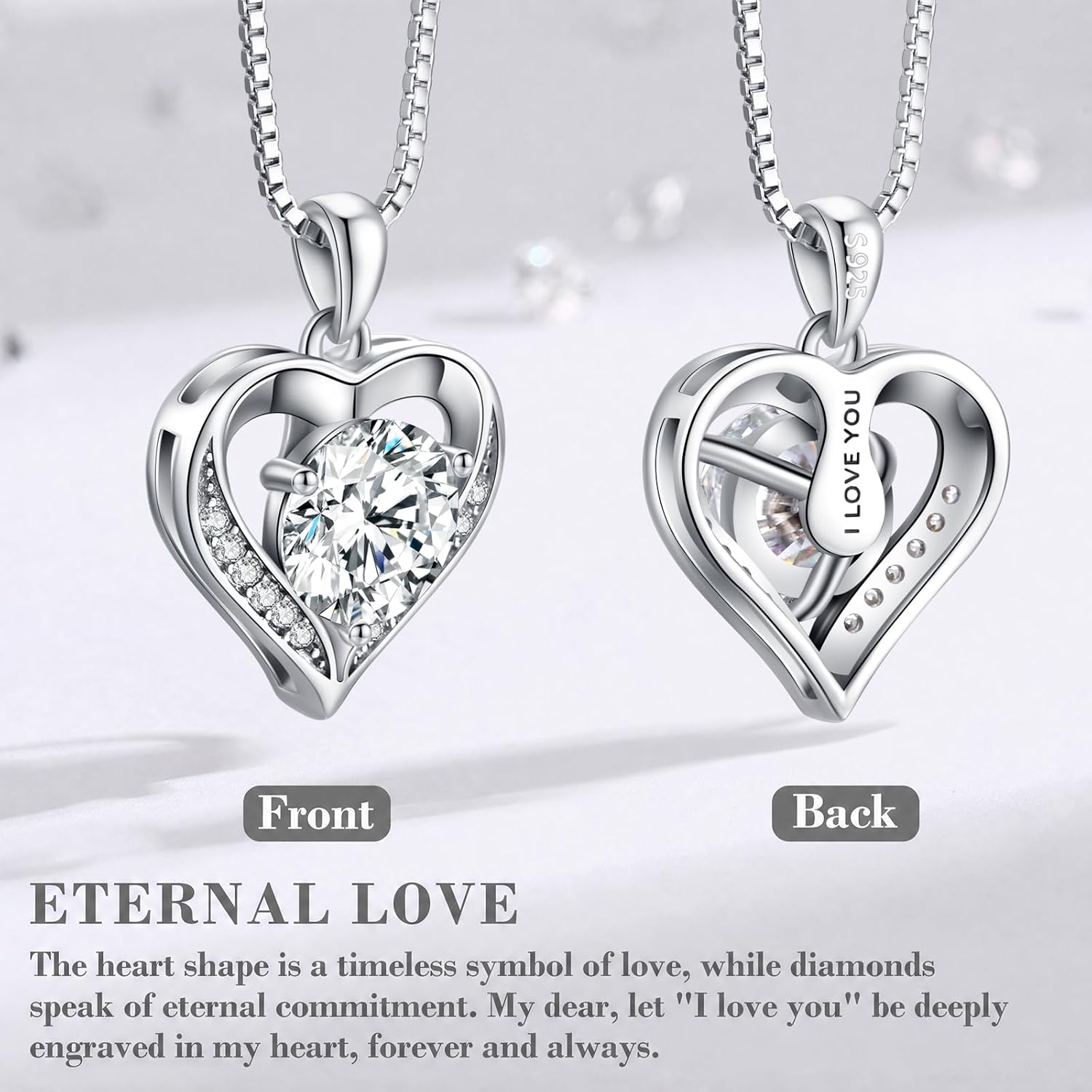 Detalle 2 de DALOJOE 1 Carat Heart Moissanite Necklace đź’Ž