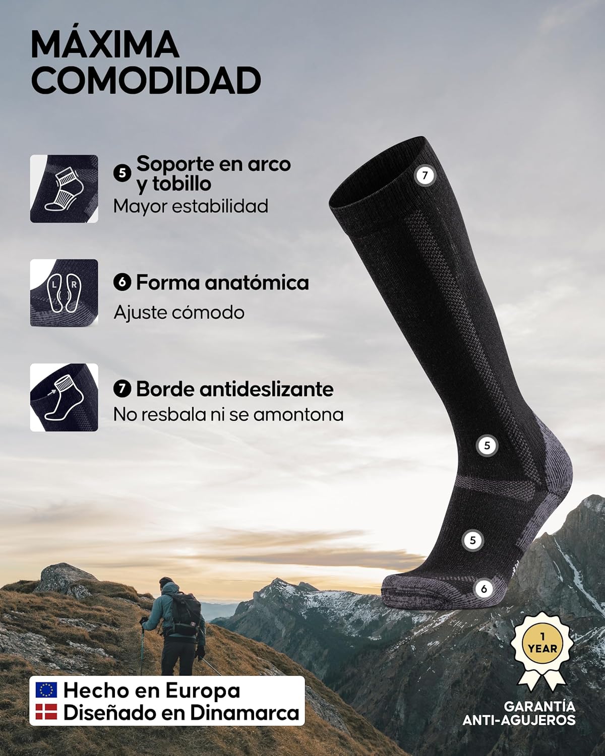 Thumbnail 2 de DANISH ENDURANCE Calcetines Lana Merino 38%