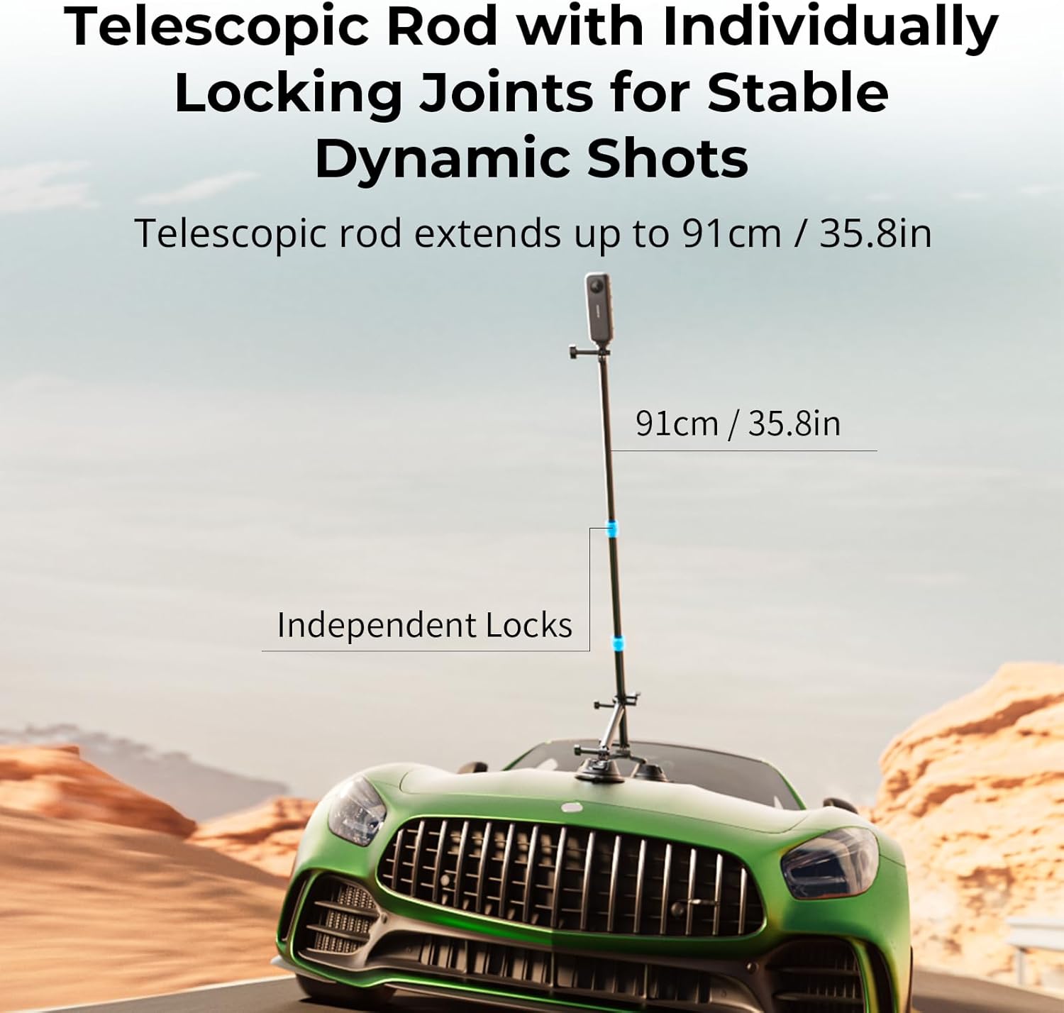 Thumbnail 3 de SmallRig Car Mount for Insta360 X4/X3 with Double-Layer Suction Cup and Telescopic Rod
