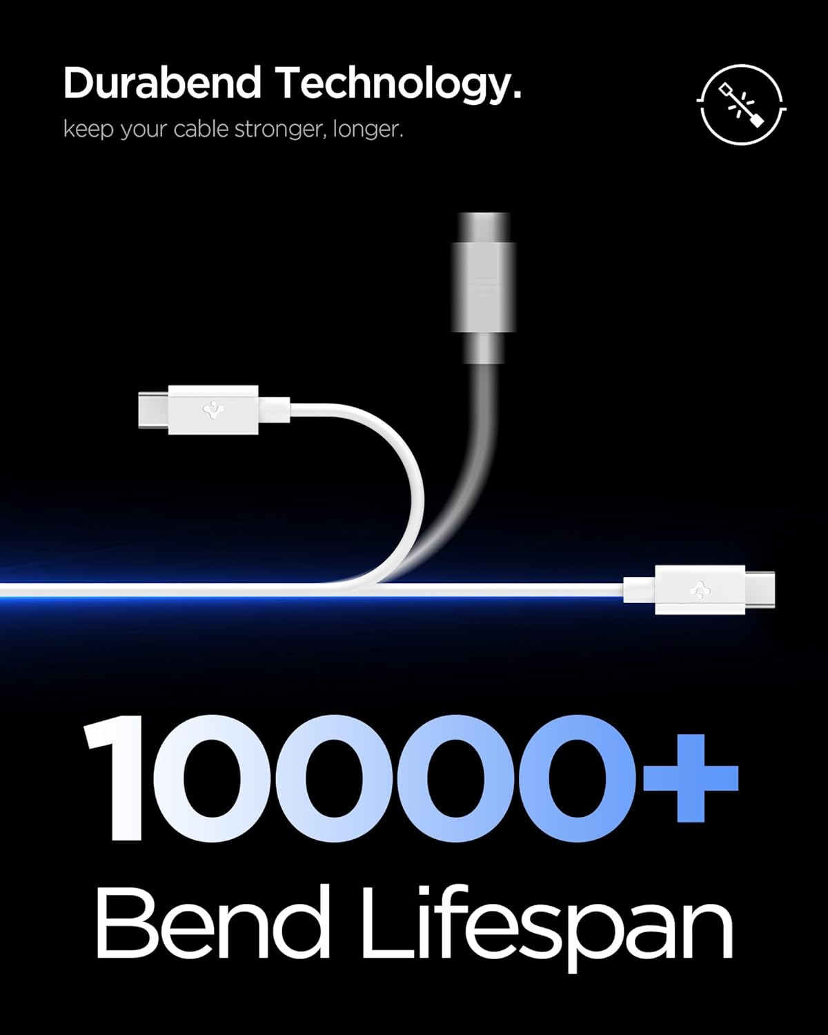 Detalle de Spigen ArcWire Essential 60W USB-C auf USB-C Kabel, 2 m, Weiß