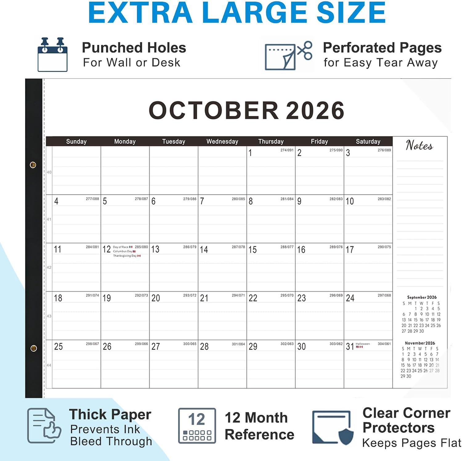 Thumbnail 5 de FZD Desk Calendar 2026–2027, 22 x 17 in Paper Calendar with Plastic Cover