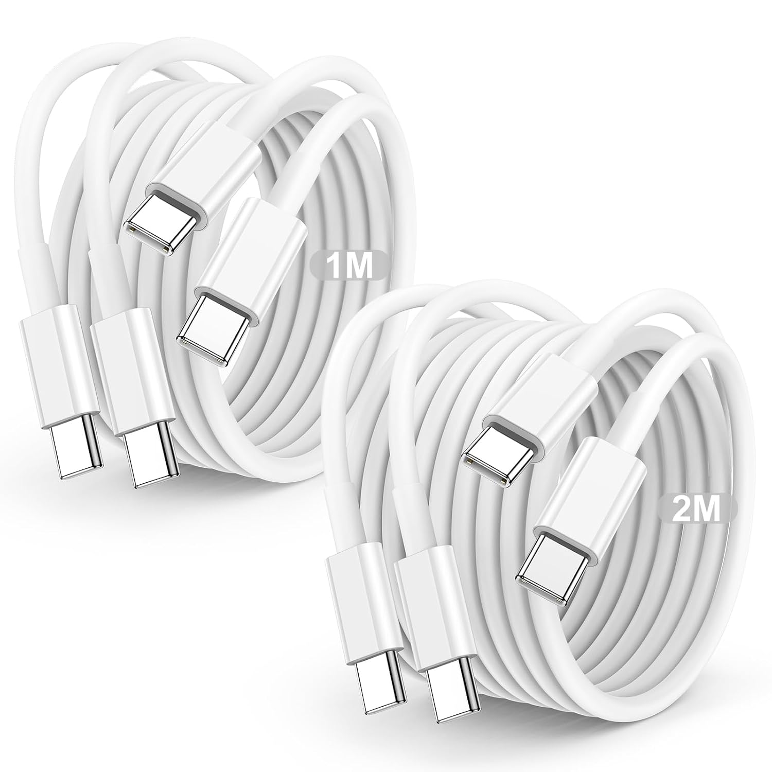 Detalle de CSXZCOON 60W USB-C to USB-C Cable 4-Pack (1m + 2m) – Fast Charge & Data, for iPhone, iPad, MacBook