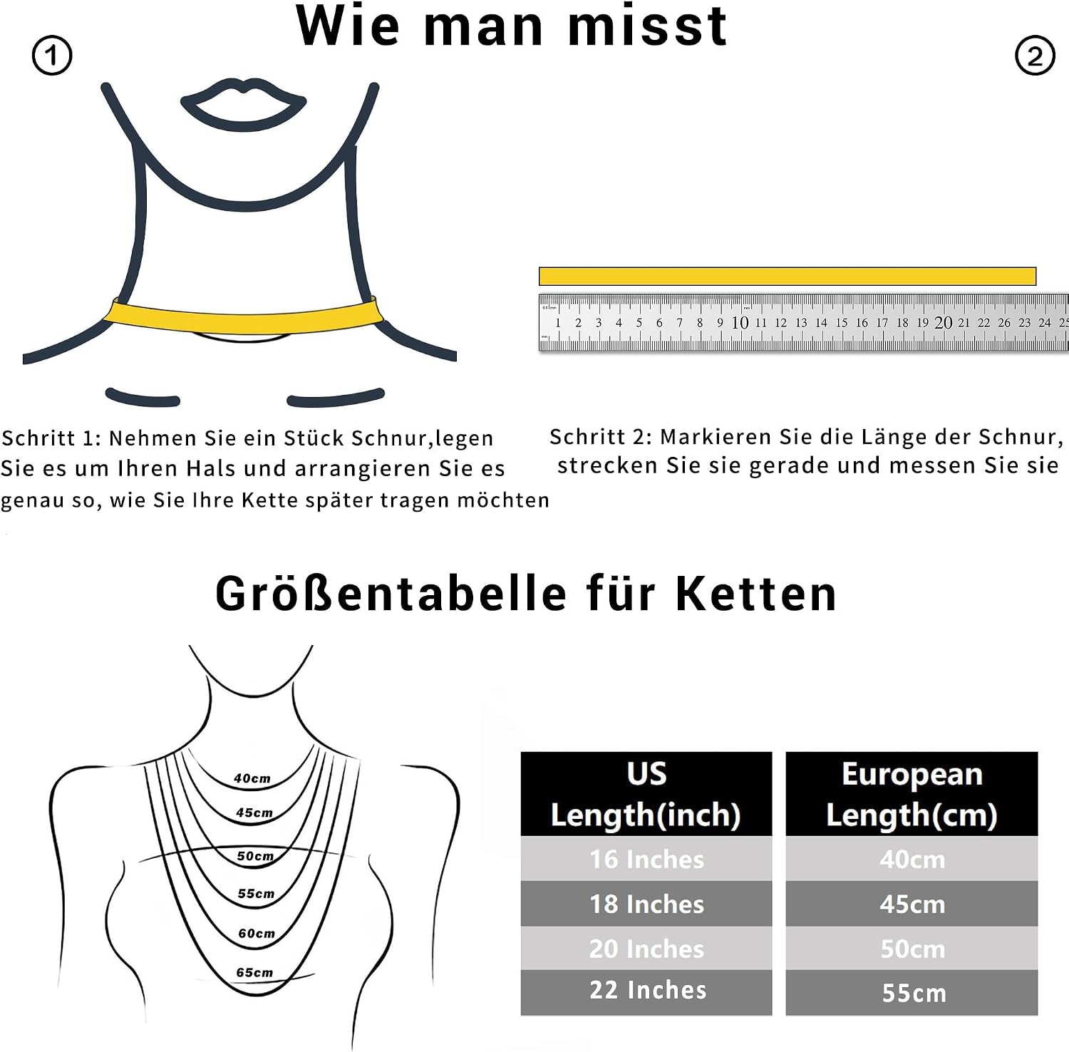Thumbnail 6 de HARJJME Silberkette Damen 925 – dünne Kette ohne Anhänger, 35–55 cm