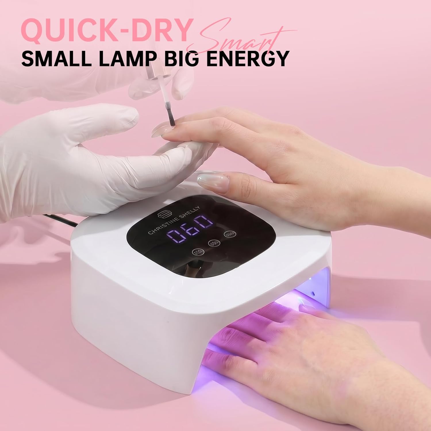 Detalle de CHRISTINE SHELLY 48W Gel Nail Lamp: Fast Curing LED Light for Home DIY