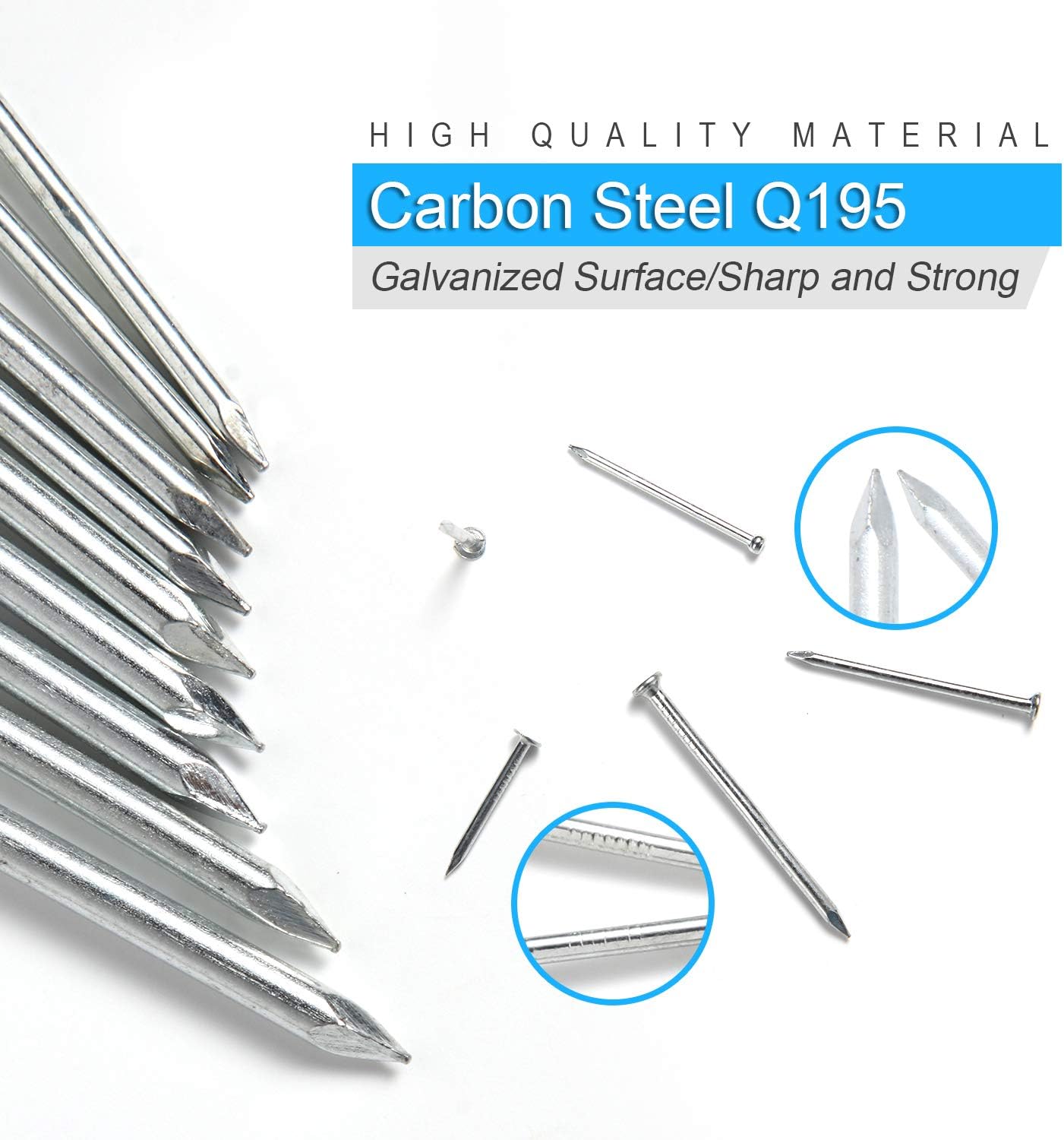 Thumbnail 3 de JEGONFRI AUB089FLMFPB Galvanized Nail Kit, 376 Pieces, Storage Case