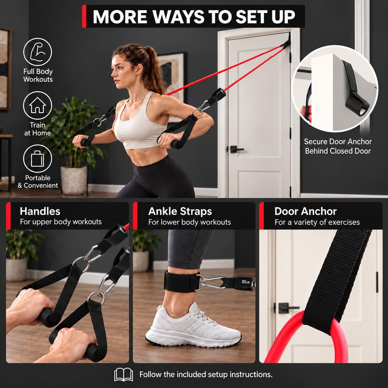 Thumbnail 5 de VEICK Resistance Bands 150 lbs set