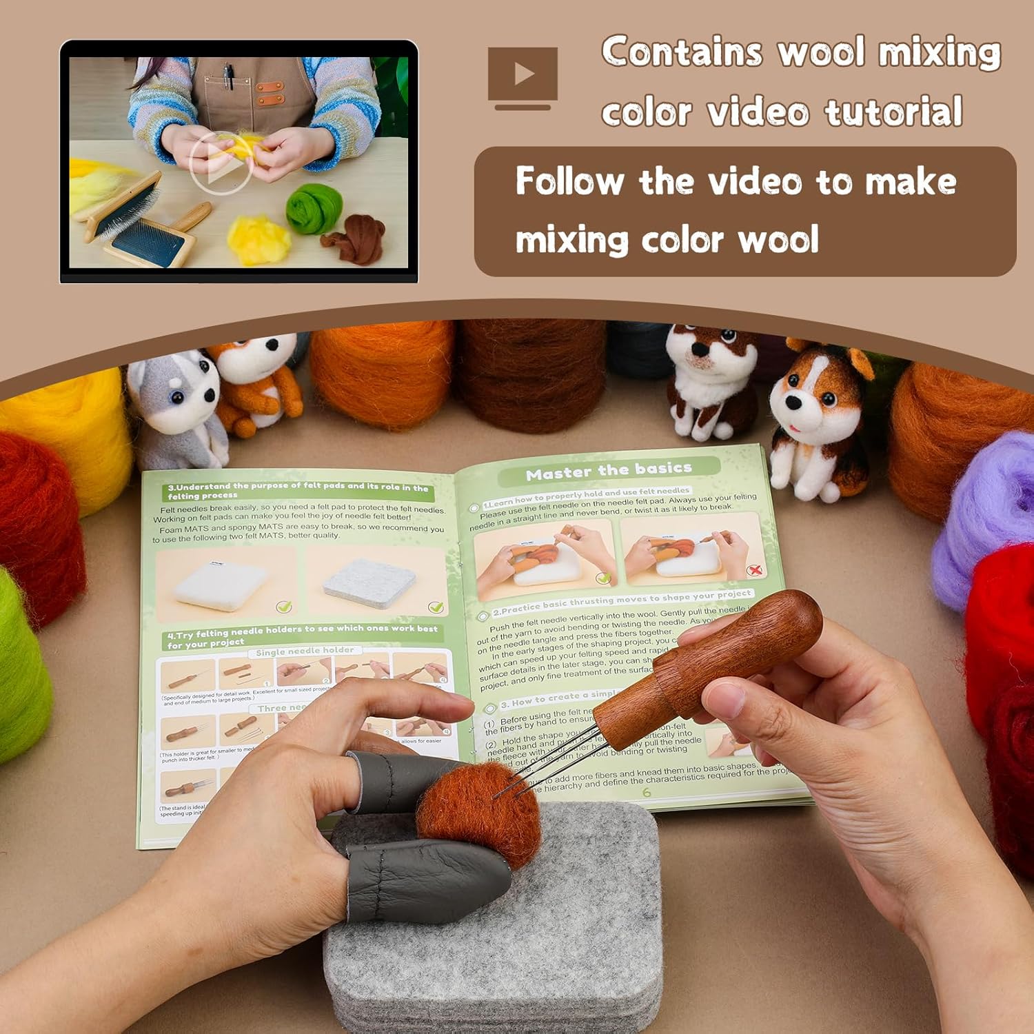 Thumbnail 2 de luokefe 24 Colors Needle Felting Kit: Complete Set for DIY Wool Crafts