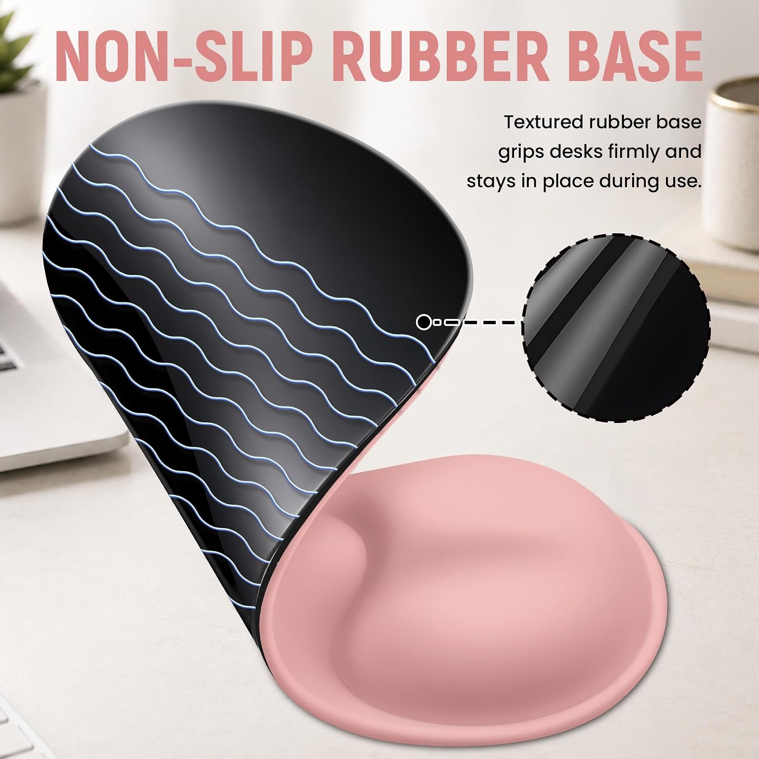 Detalle 1 de ZapDesk ZD015 Ergonomic Mouse Pad with Gel Wrist Rest, Pink, 10.2 x 7.6 in