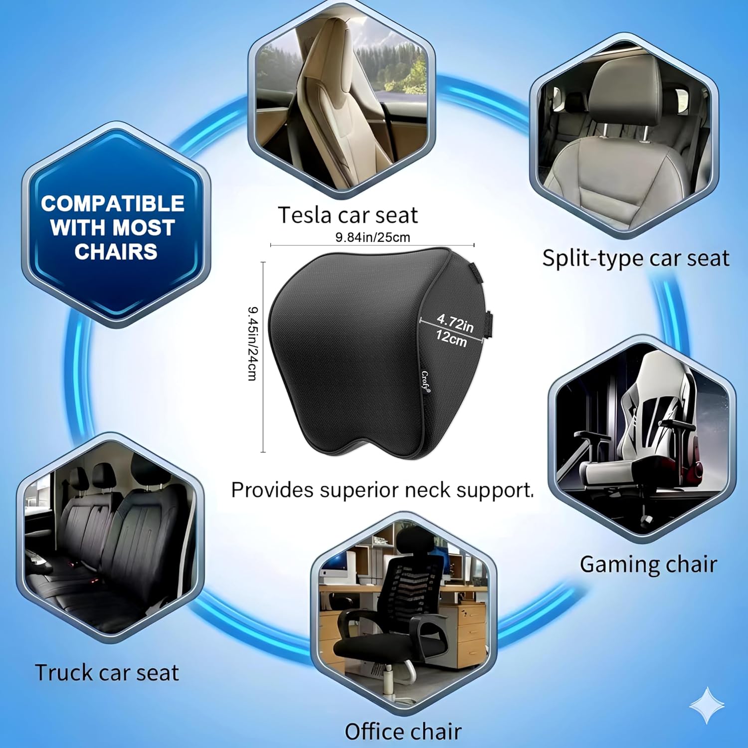 Thumbnail 2 de Crofy Car Neck Pillow 4.7-inch memory foam