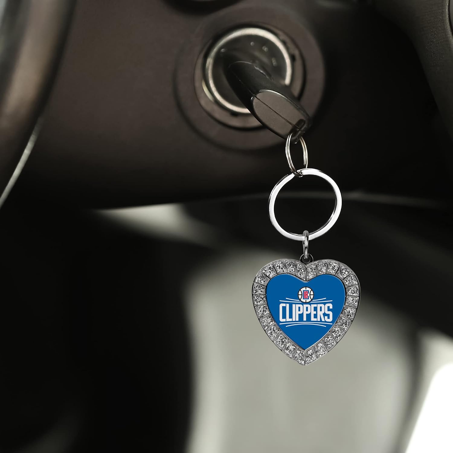 Detalle de NCAA Team Color Rhinestone Heart Keychain - Great Accessory