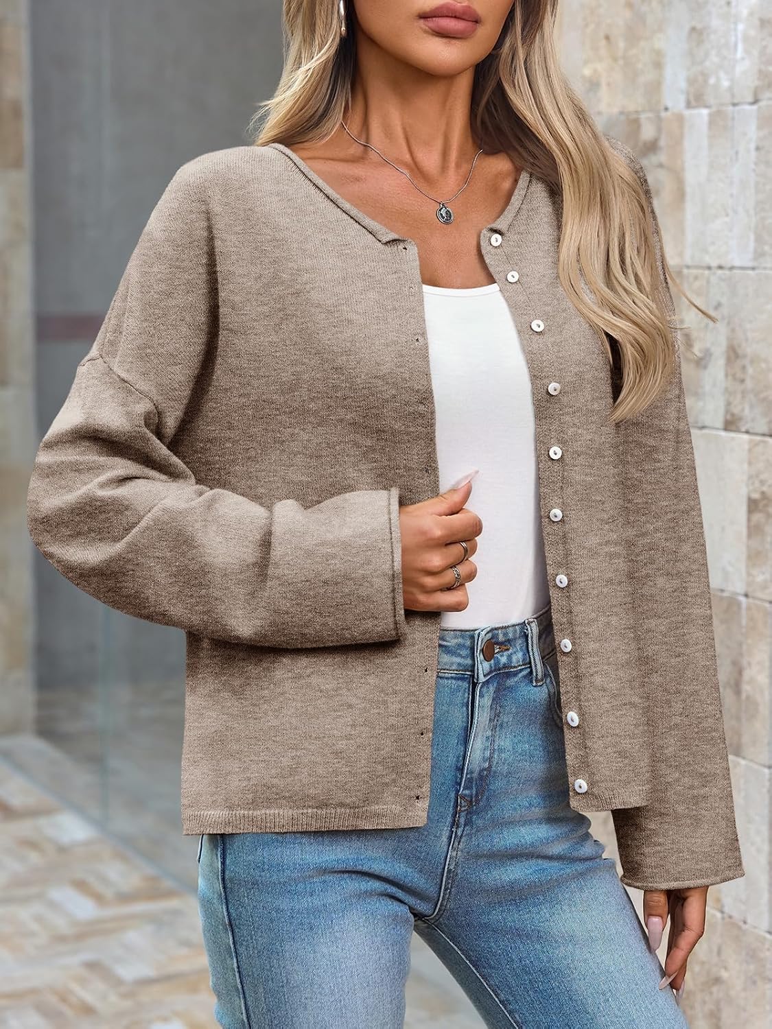 Detalle 1 de Saodimallsu Women's Lightweight Knit Cardigan