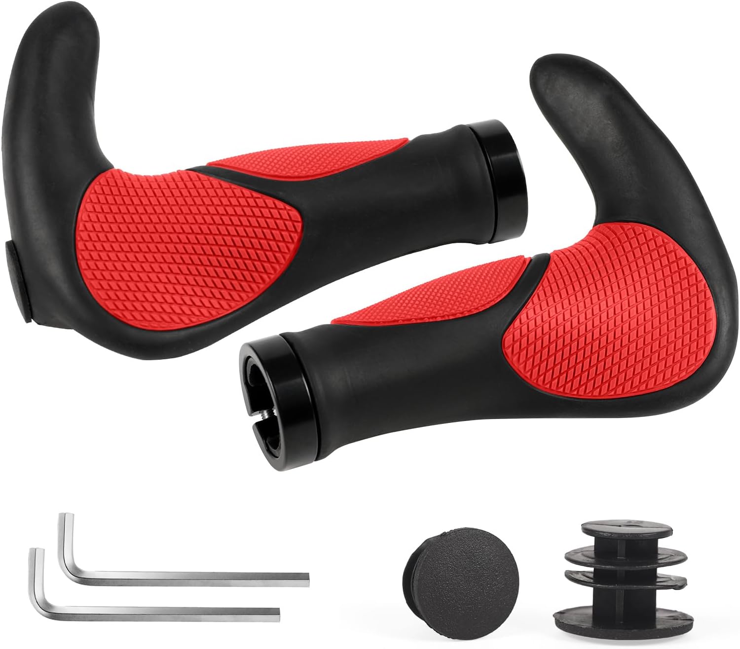 Detalle de ROGTYO ergonomische fietshandvatten 22 mm met hoornvorm en lock-on
