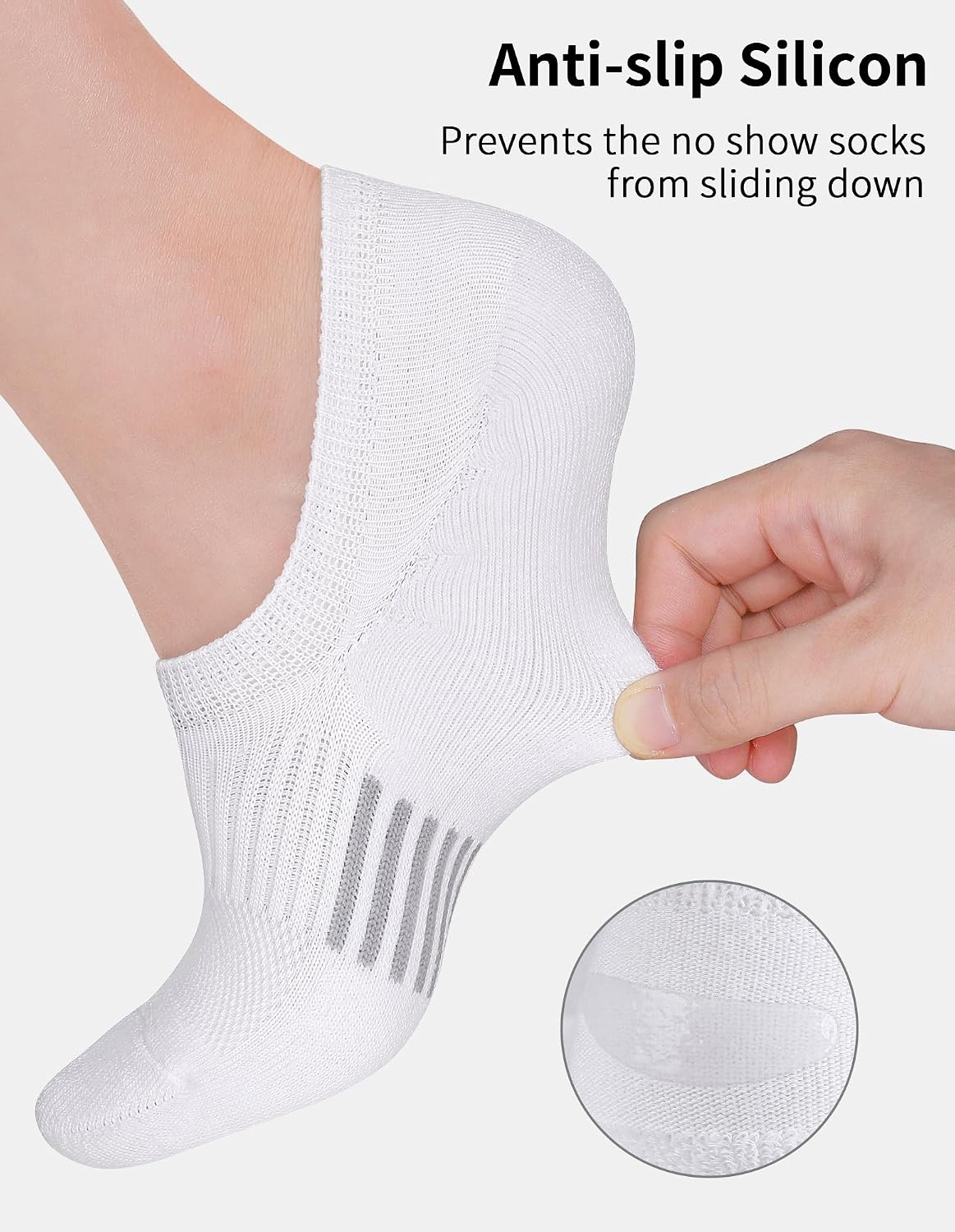 Detalle de Airacker No-Show Socks for Women (6 Pairs) – Athletic Cushioned Low Cut Running Ankle Socks