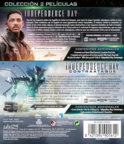 Detalle 2 de Independance Day (Blu-ray) Pack 2 Peliculas (Roland Emmerich): Independance Day (1996) + Independence Day: Contraataque (Resurgence) (2016) — Divisa Films