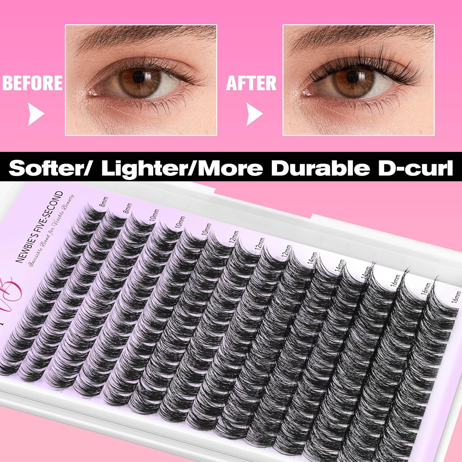 Thumbnail 4 de VEYESBEAUTY Dreamy Lash Cluster Trays (Thin & Invisible Band) DIY 8–16mm Mixed Length