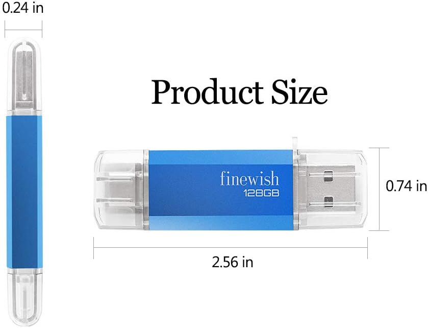 Detalle de USB C Memory Stick 128 GB – 2 in 1 Type C Flash Drive (Blue)