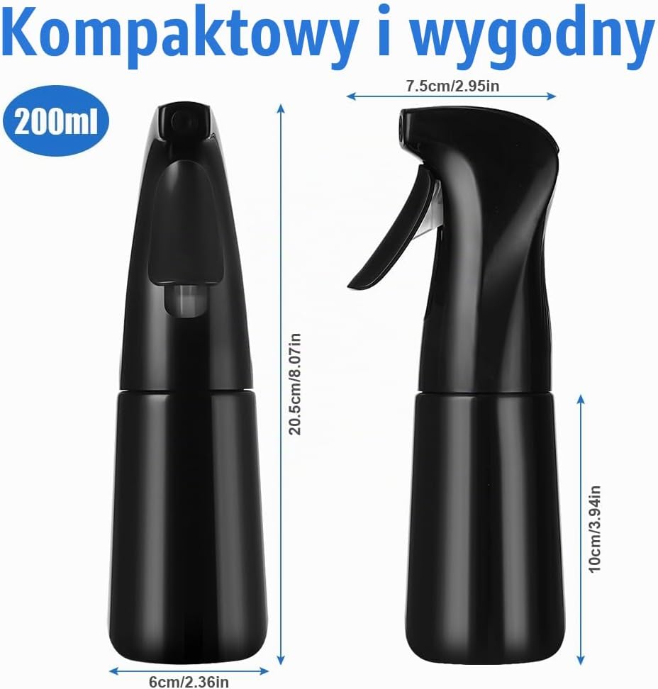 Detalle 2 de Beugo 5395945 – czarna butelka z atomizerem 200 ml, drobna mgiełka