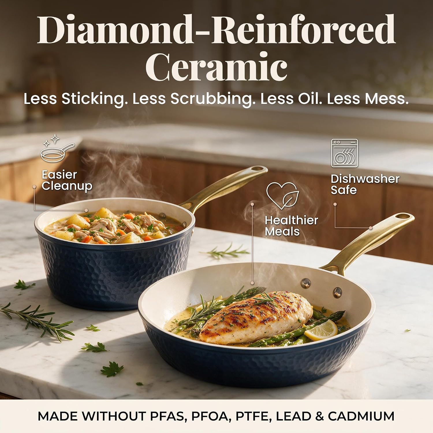 Detalle 2 de Gotham Steel titanium ceramic frying pan set