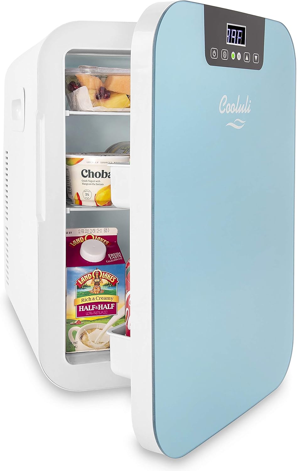 Thumbnail 1 de Cooluli 20L Mini Fridge for Bedroom, Car, and Office with Glass Front and Digital Temperature Control (Blue)